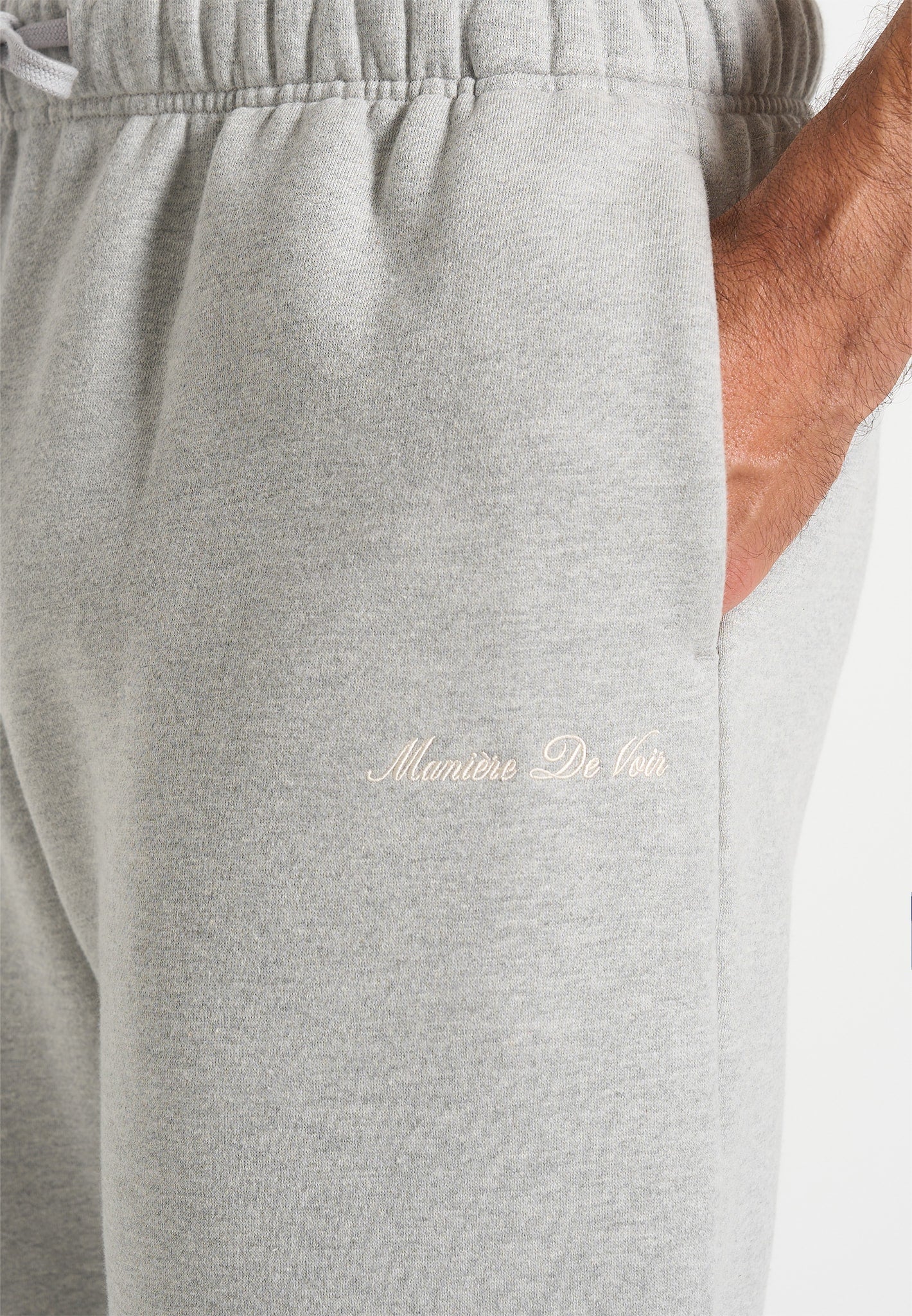 JS005 - Signature Regular Fit Cuffed Sweatpants - Marl Grey - Image 4