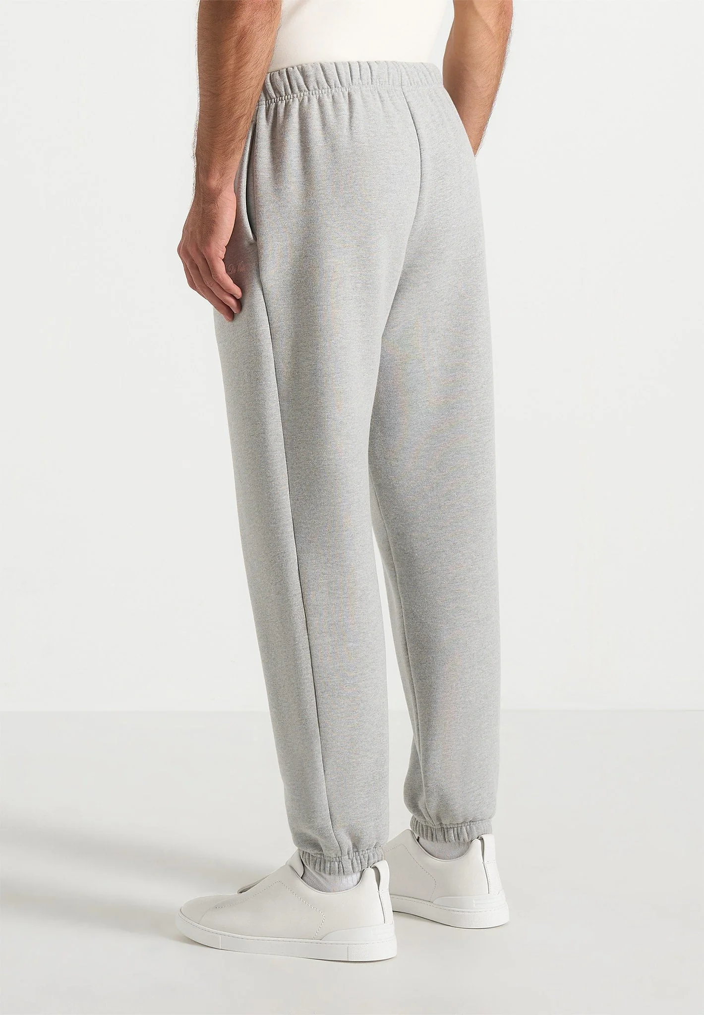 JS005 - Signature Regular Fit Cuffed Sweatpants - Marl Grey - Image 5