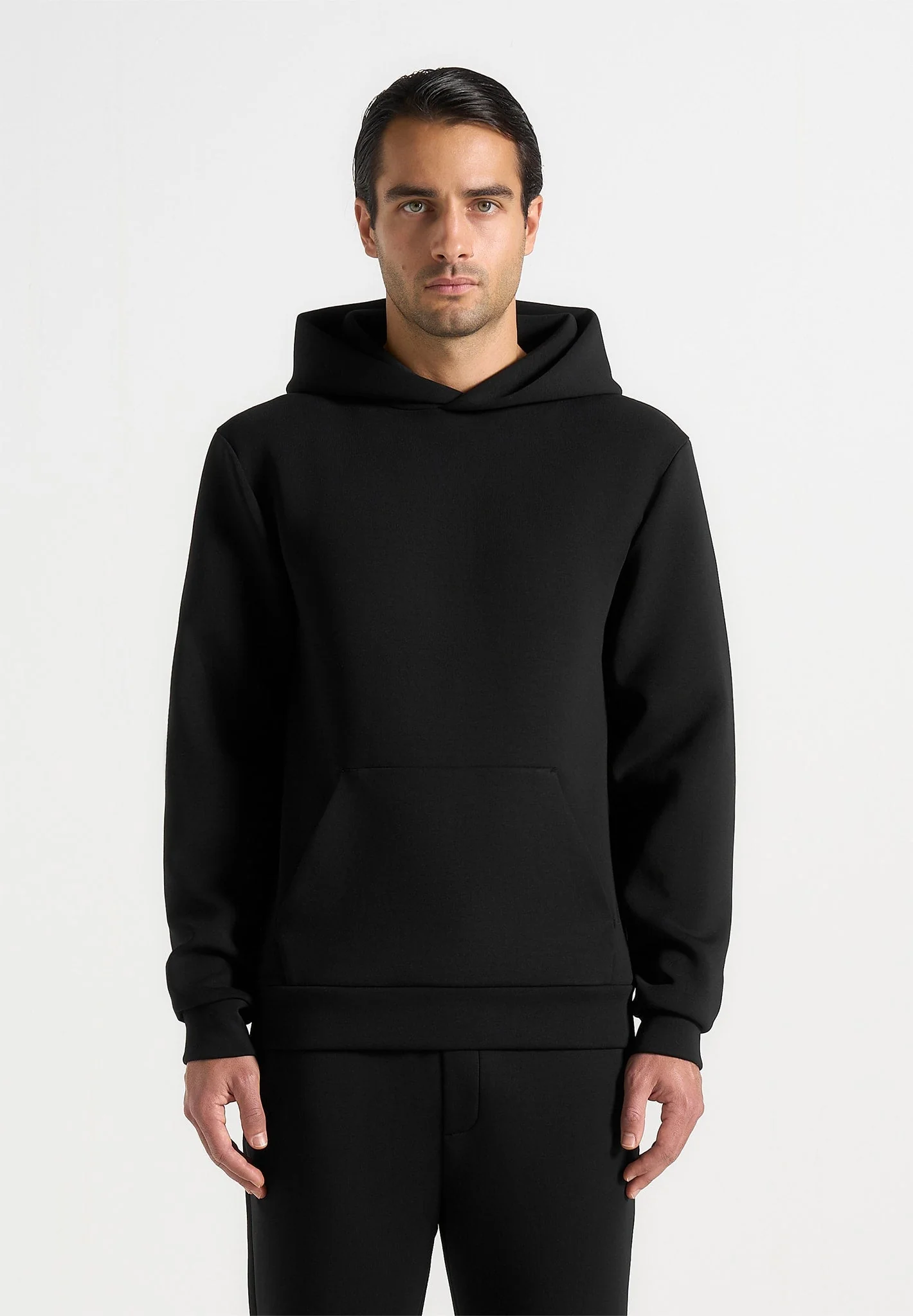 JS007 - Neoprene Minimal Regular Fit Hoodie - Black - Image 6