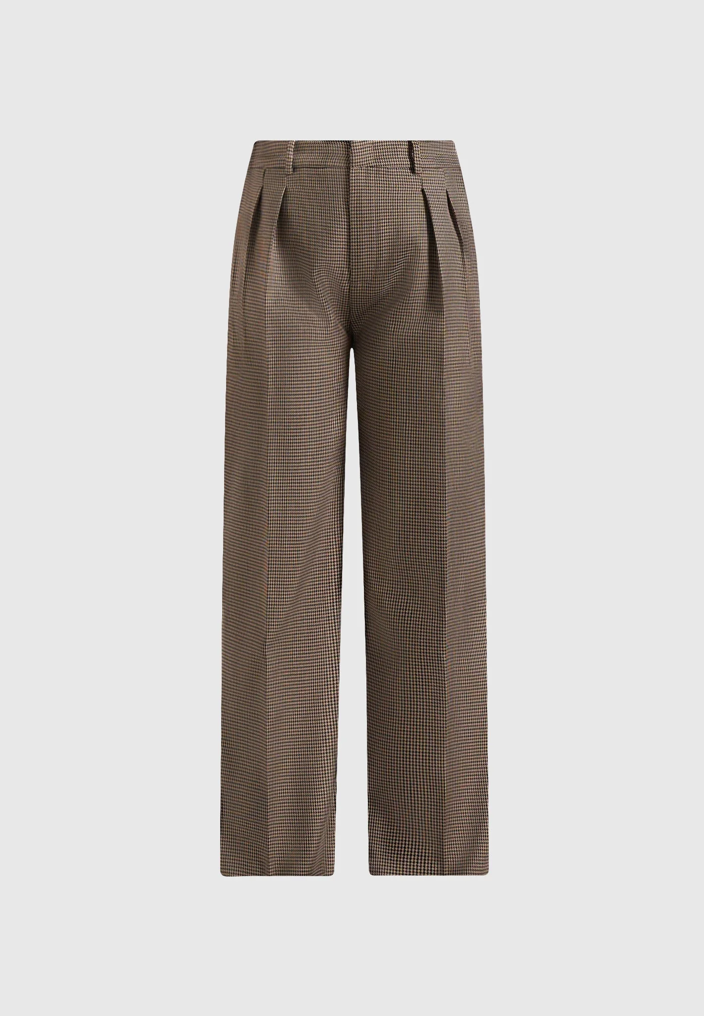 Julie - Houndstooth Twin Pleat Trousers - Brown - Image 6