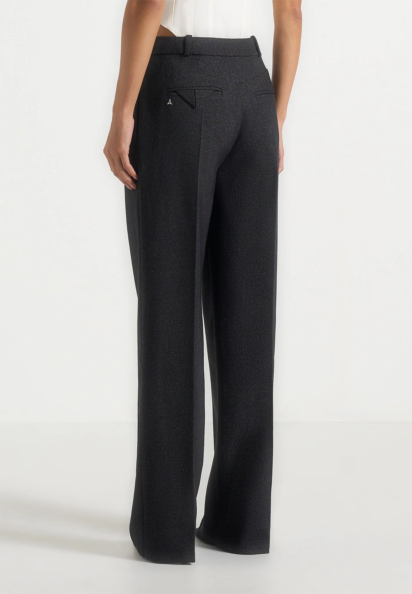 Julie - Tailored Twin Pleat Trousers - Black Speckle - Image 4