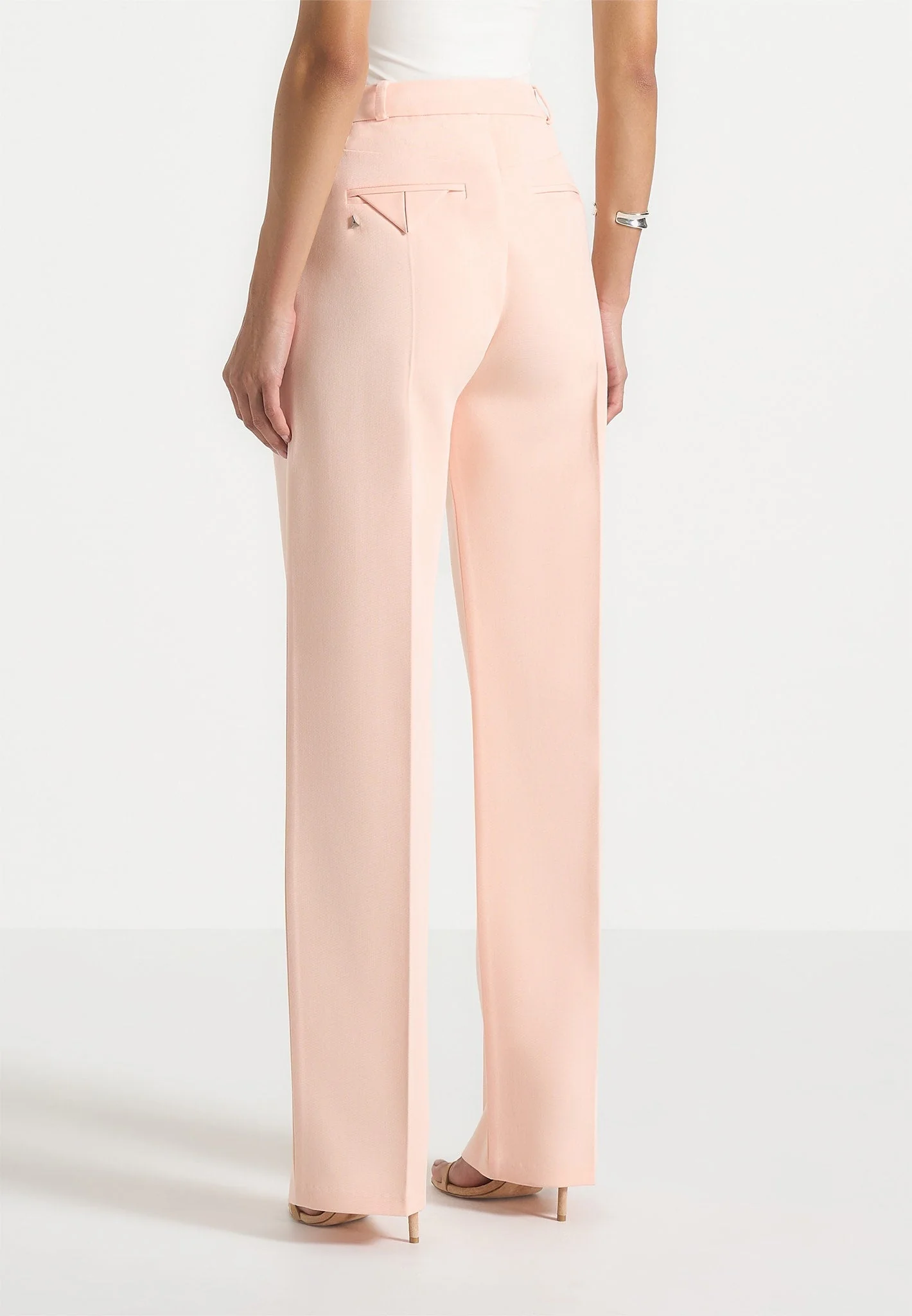 Julie - Tailored Twin Pleat Trousers - Peach - Image 3