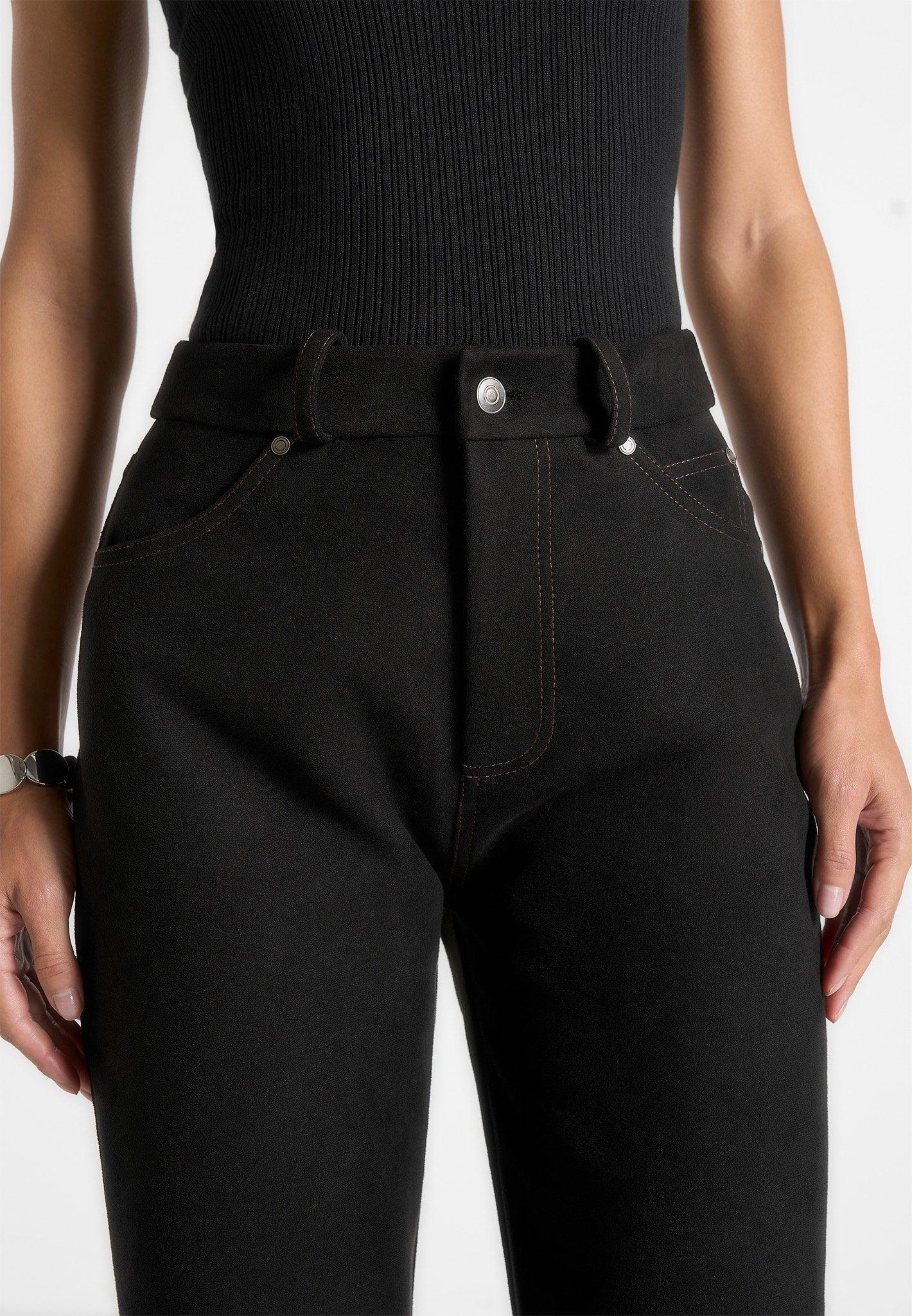 Kalie - Suede Trousers - Black - Image 6