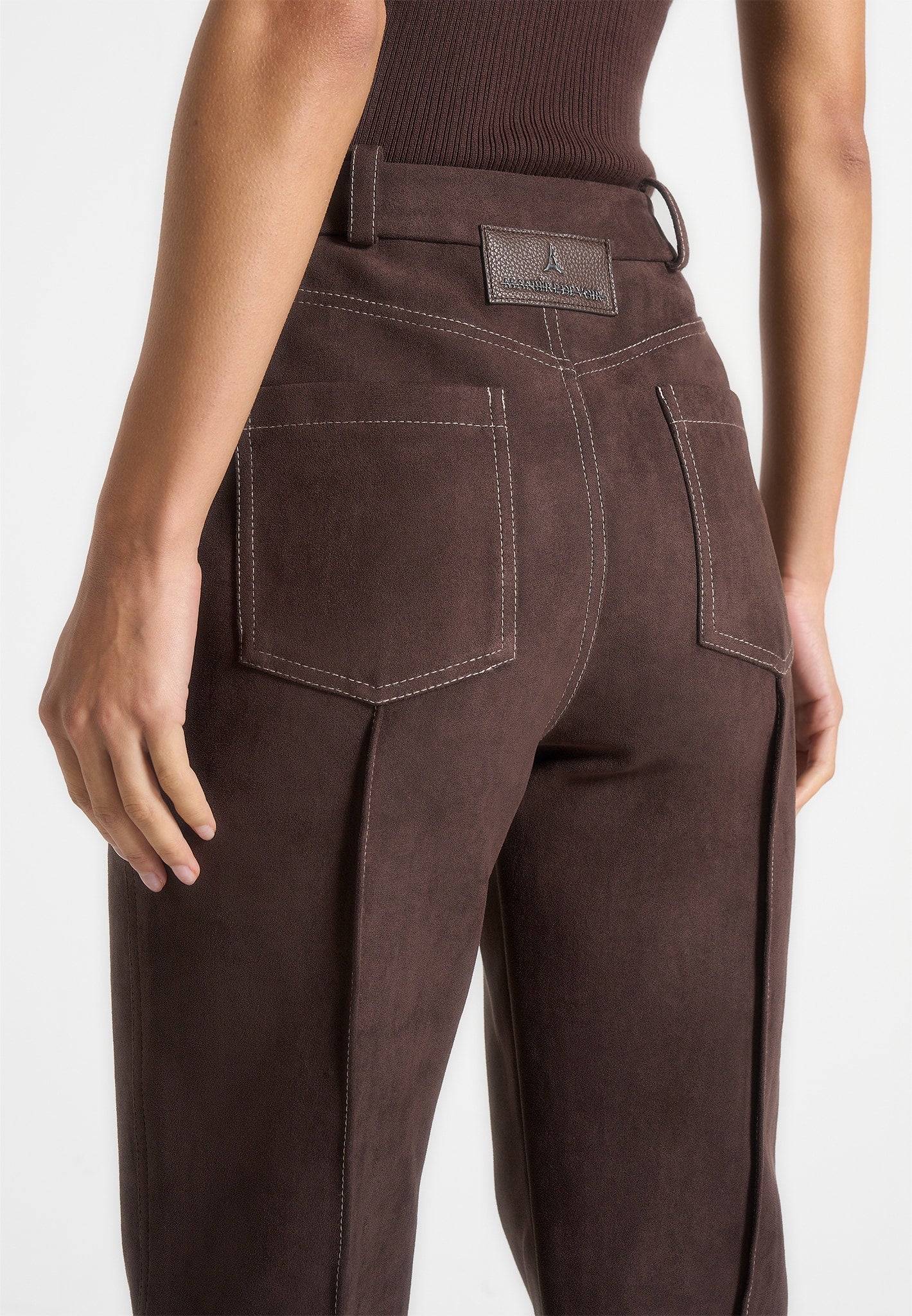 Kalie - Suede Trousers - Brown - Image 3