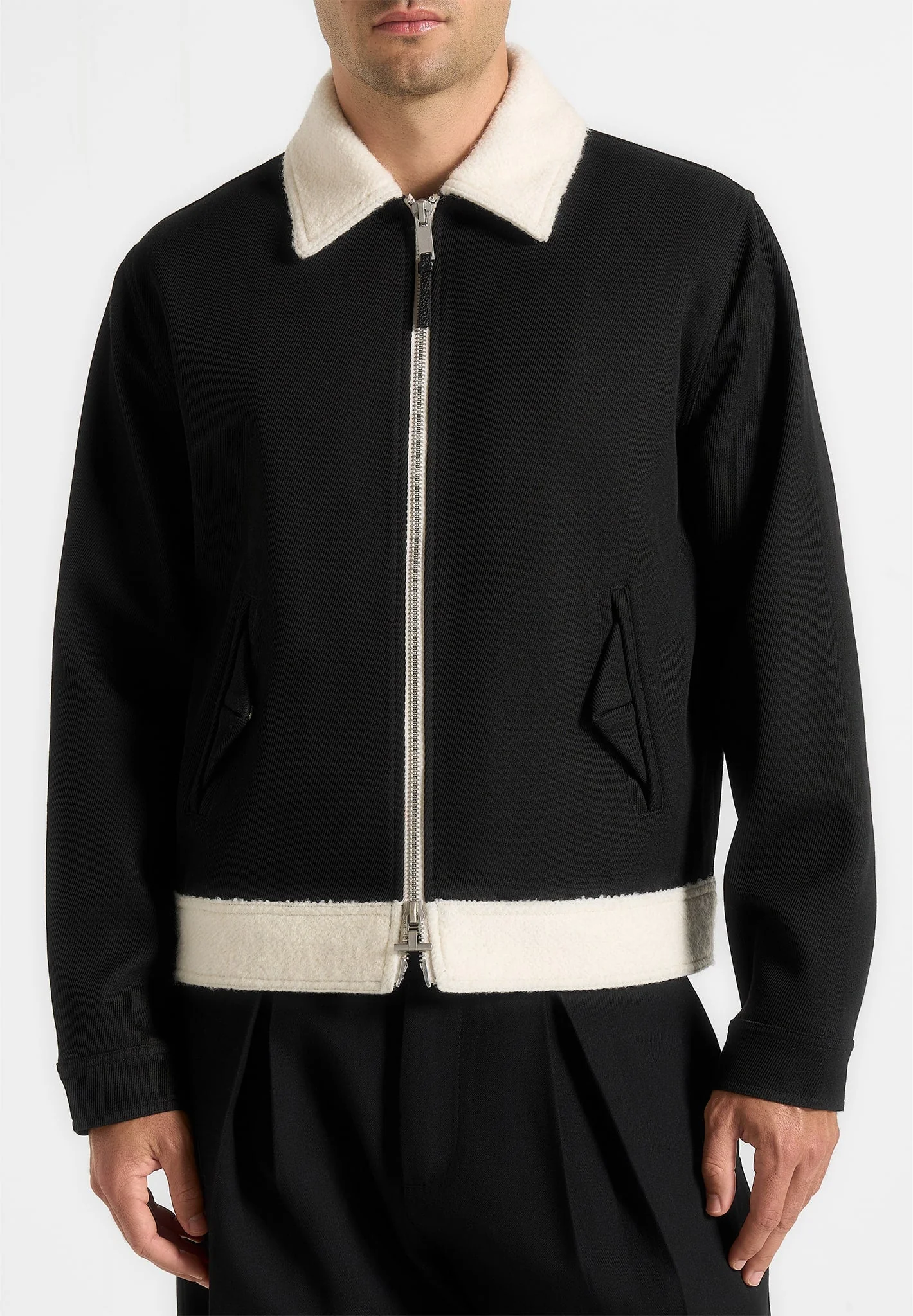 Keith - Twill Contrast Jacket - Black - Image 3