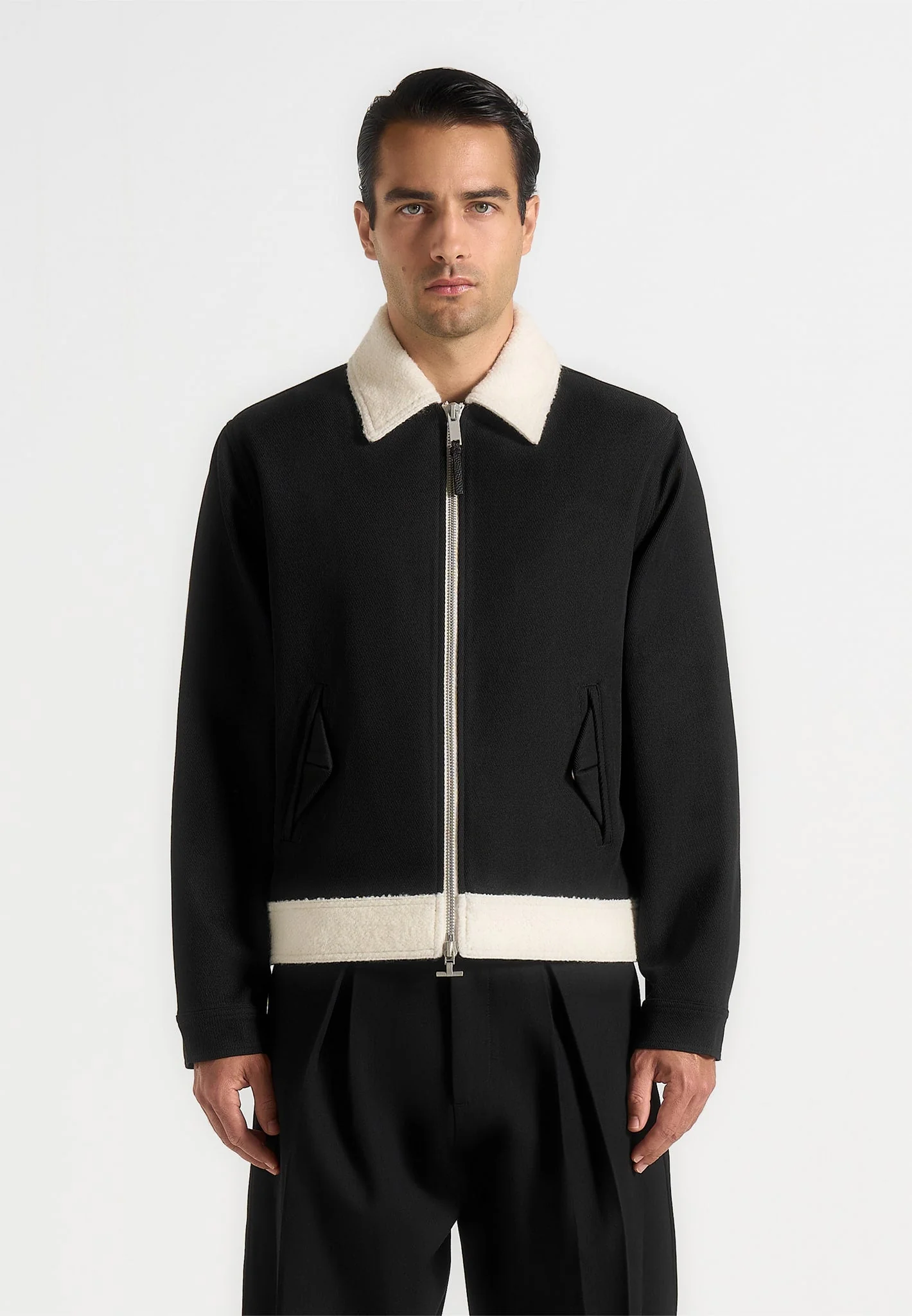 Keith - Twill Contrast Jacket - Black - Image 4