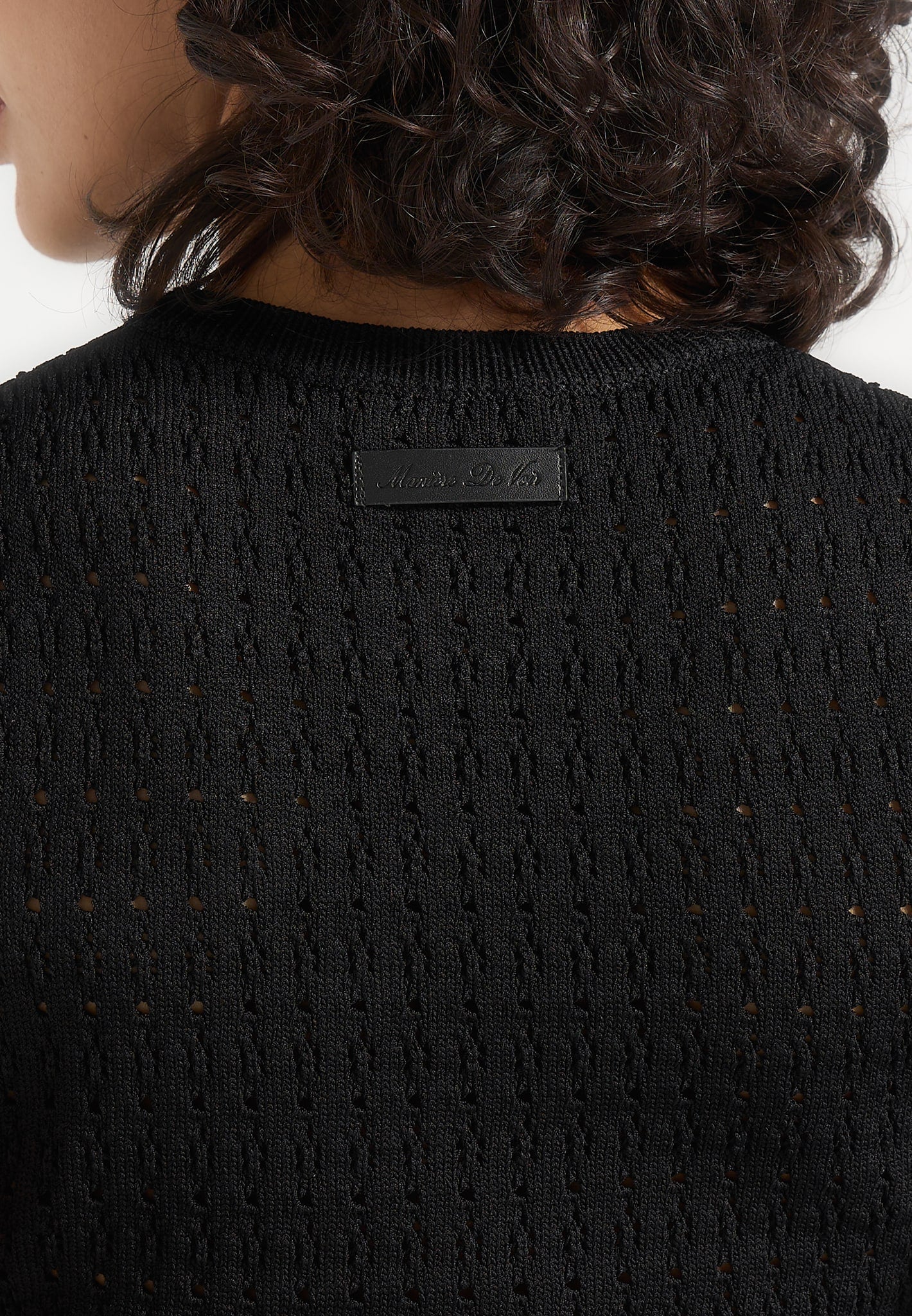 Kelsey - Pointelle Asymmetric Top - Black - Image 3