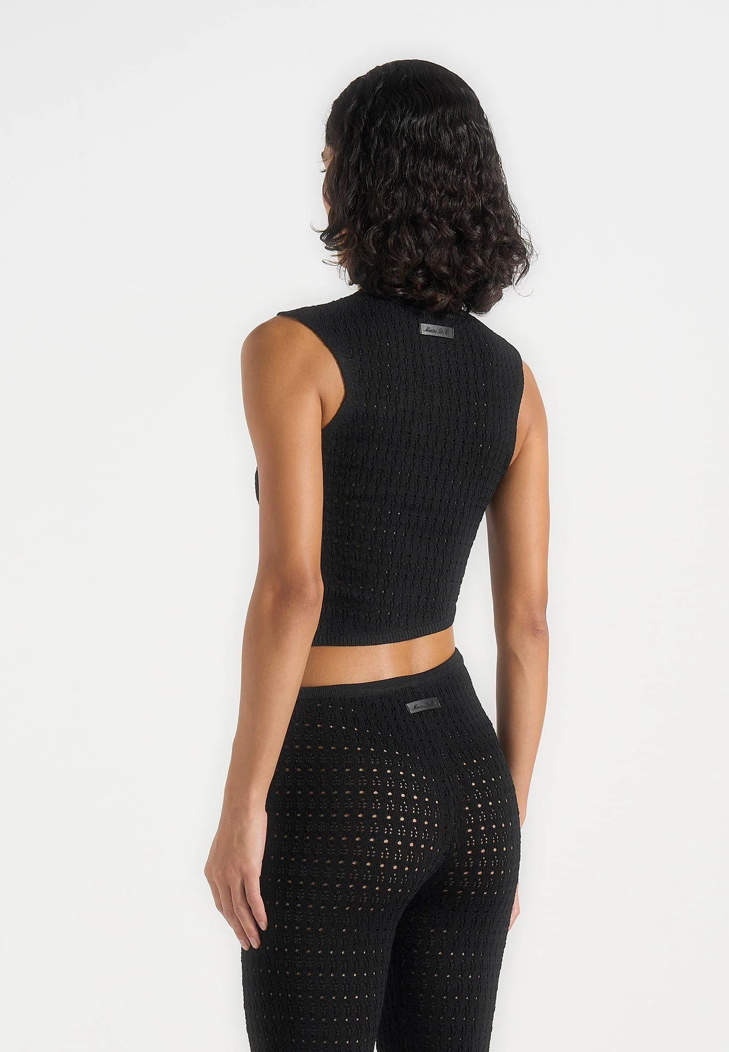 Kelsey - Pointelle Asymmetric Top - Black - Image 4