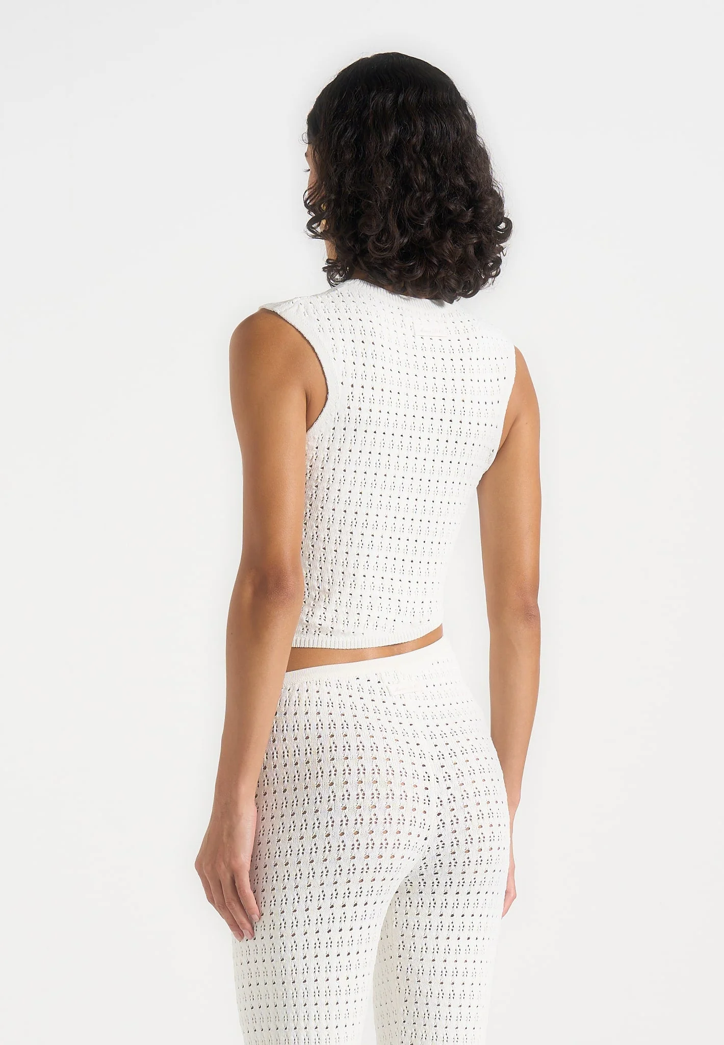 Kelsey - Pointelle Asymmetric Top - Cream - Image 3