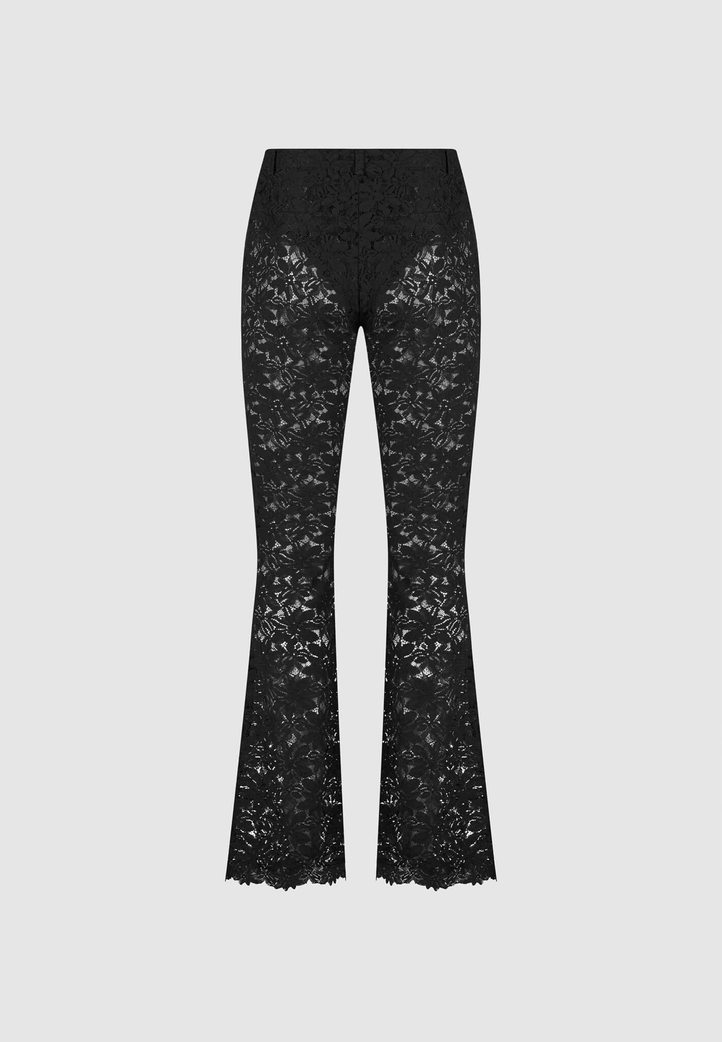 Lace Fit and Flare Trousers - Black - Image 9