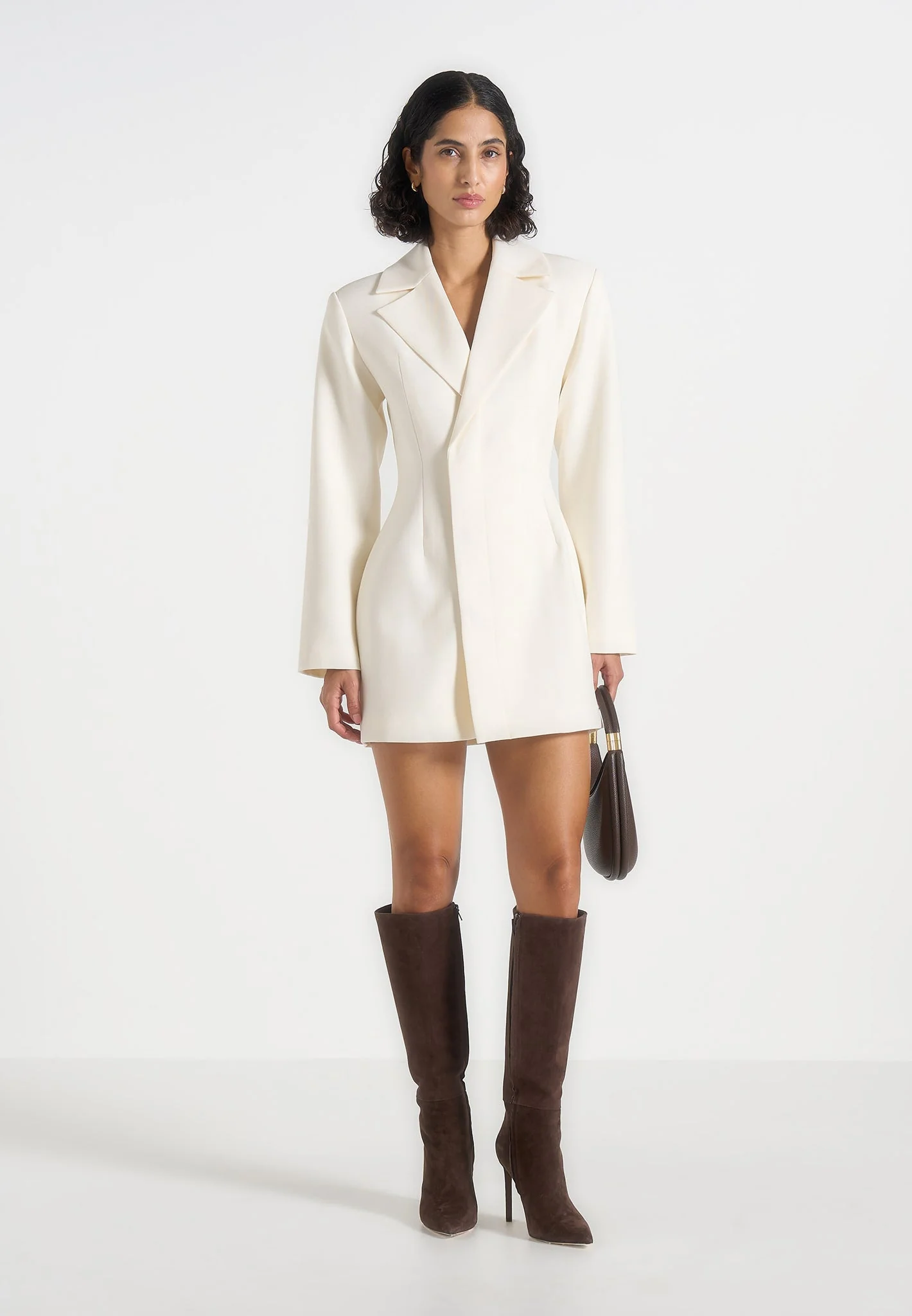 Lacey - Tailored Blazer Dress With Reversible Belt - Off White - Image 3