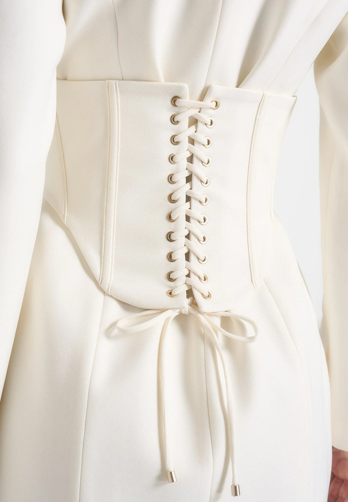 Lacey - Tailored Blazer Dress With Reversible Belt - Off White - Image 4