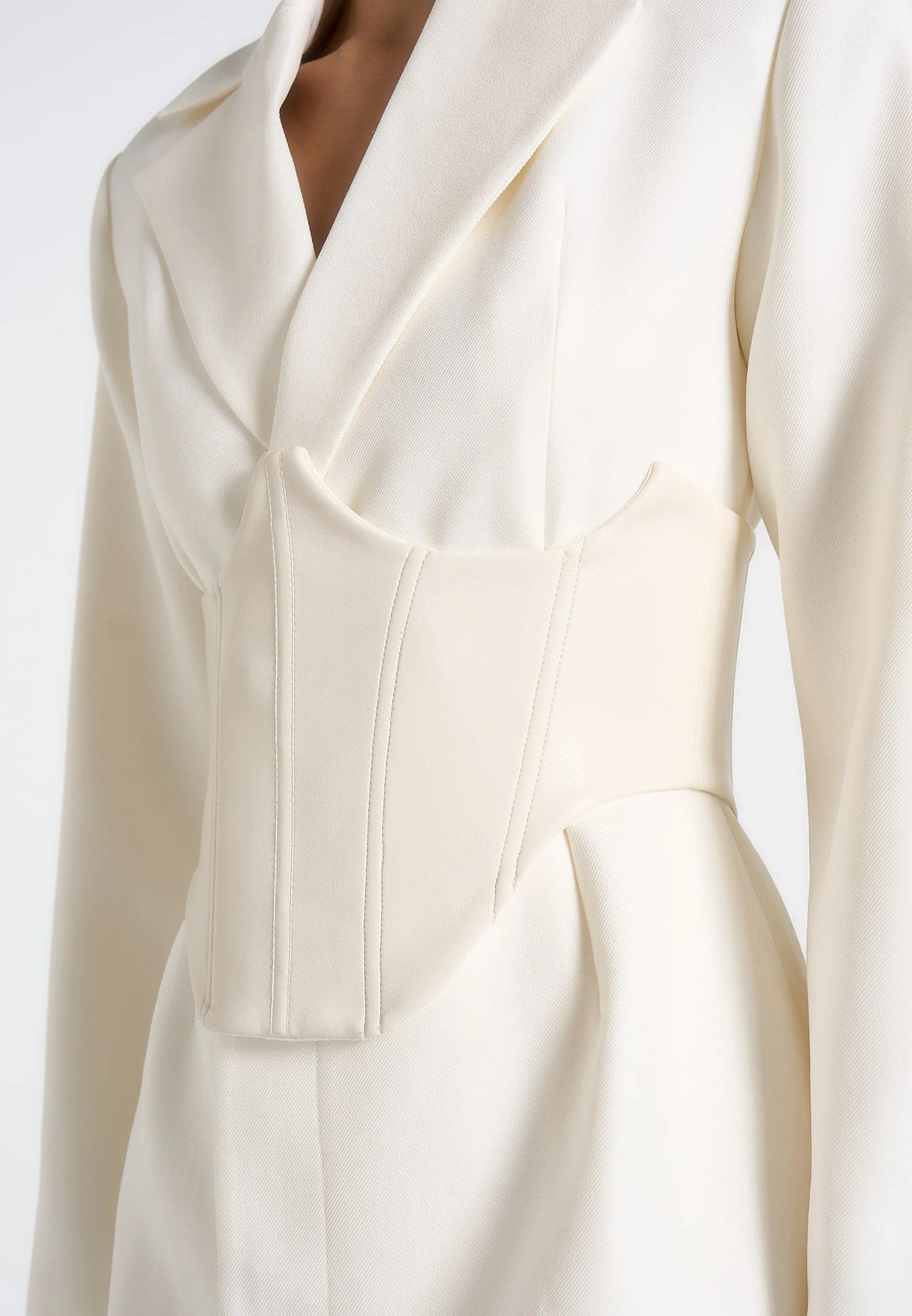 Lacey - Tailored Blazer Dress With Reversible Belt - Off White - Image 6