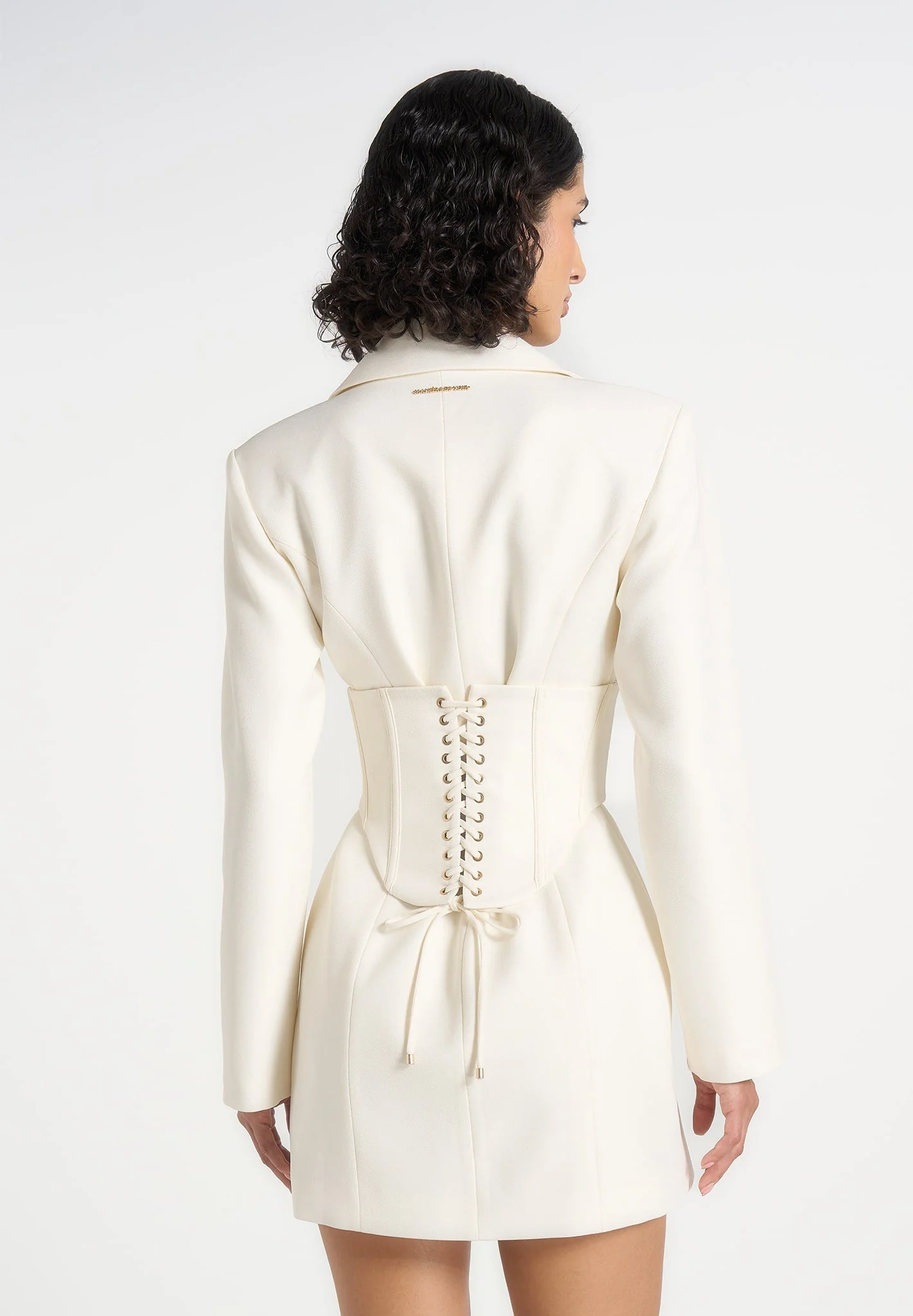 Lacey - Tailored Blazer Dress With Reversible Belt - Off White - Image 7