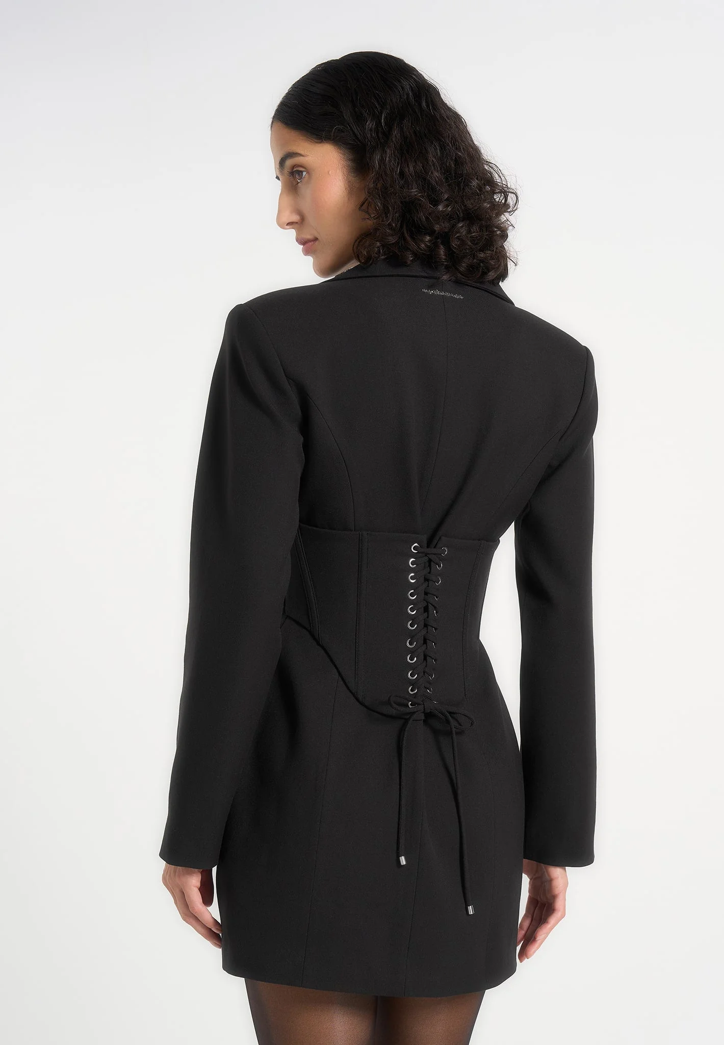 Lacey - Tailored Blazer Dress With Reversible Corset - Black - Image 3