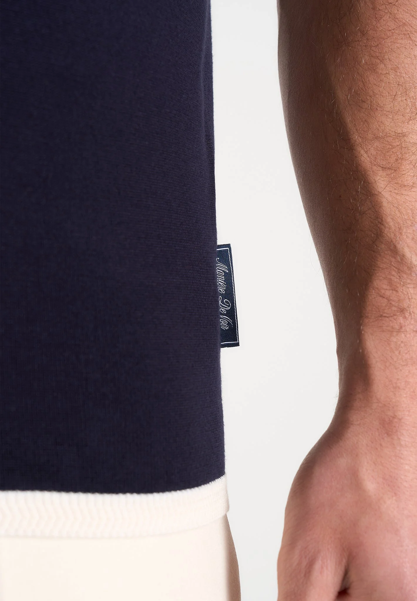 Lambert - Contrast Detail Knit Polo Shirt - Navy - Image 3