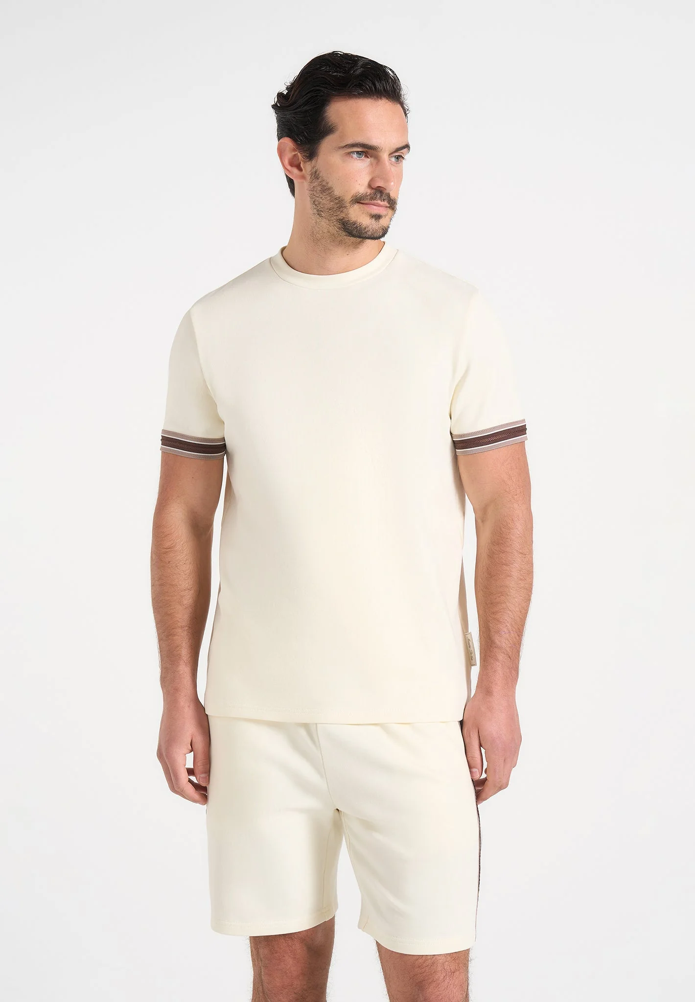 Layton - Taped Cotton T-Shirt - Cream - Image 2