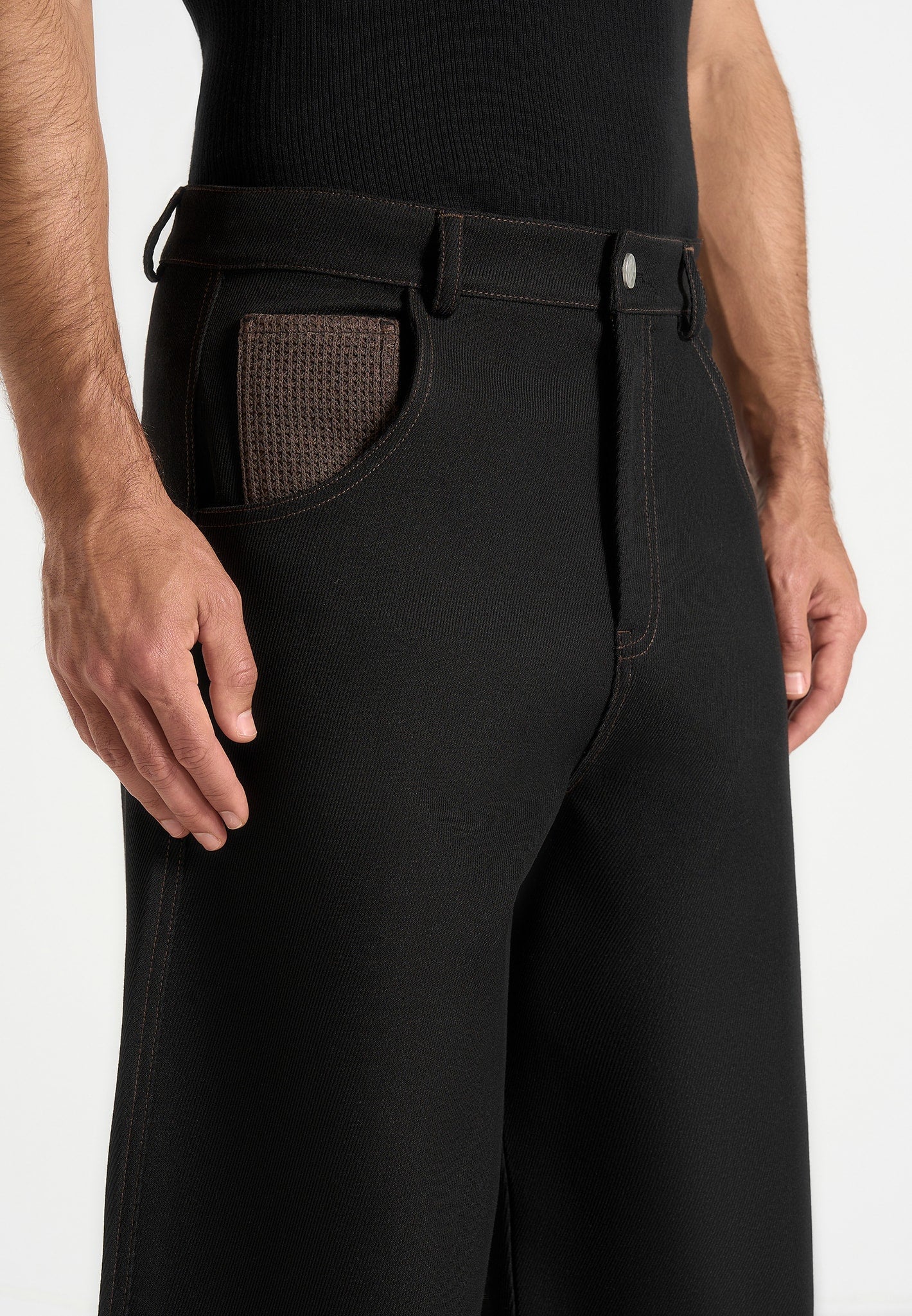 Lazare - Wide Leg Twill Jeans - Black - Image 5