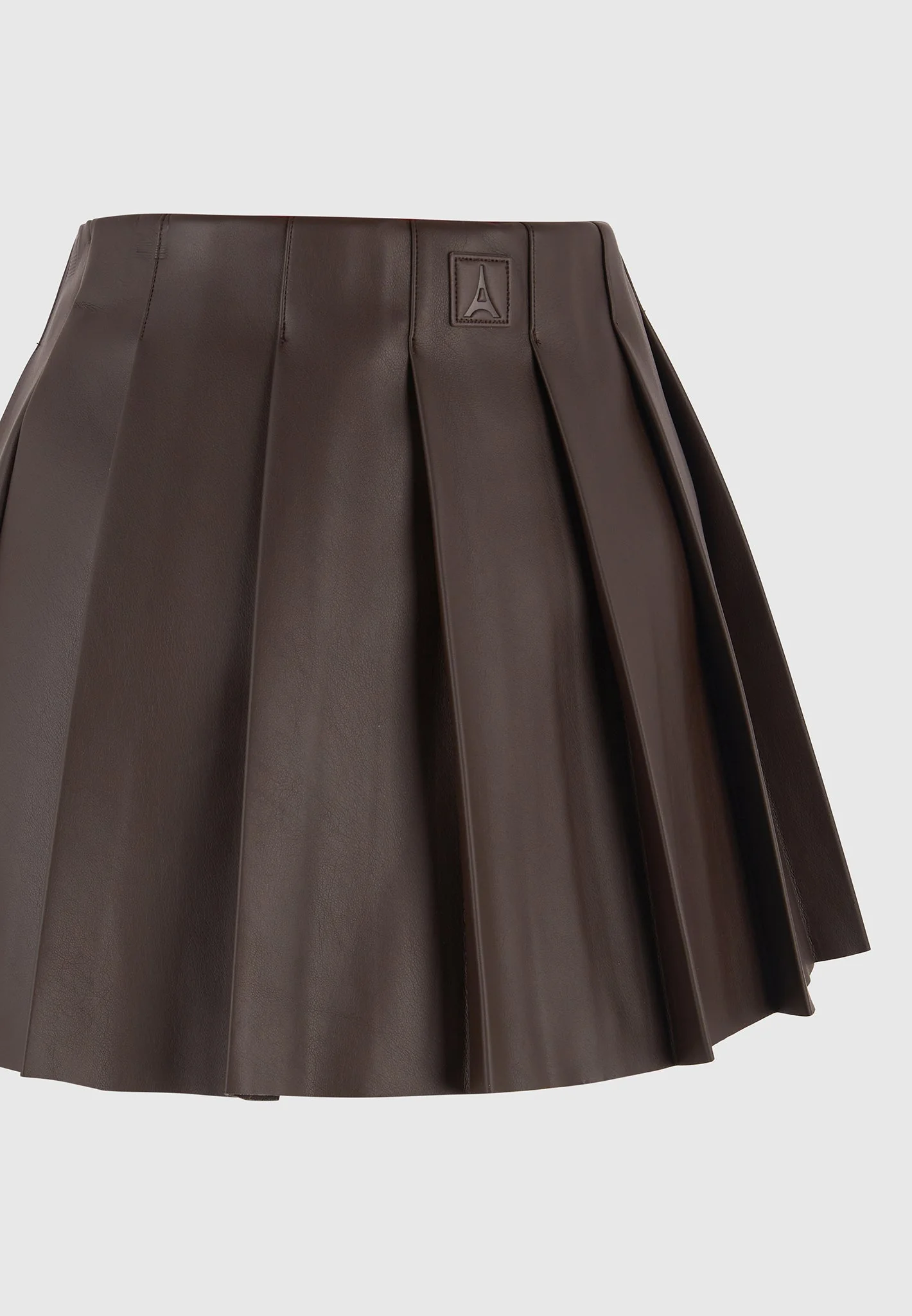 Juliette - Leather Pleated Skort - Brown - Image 6