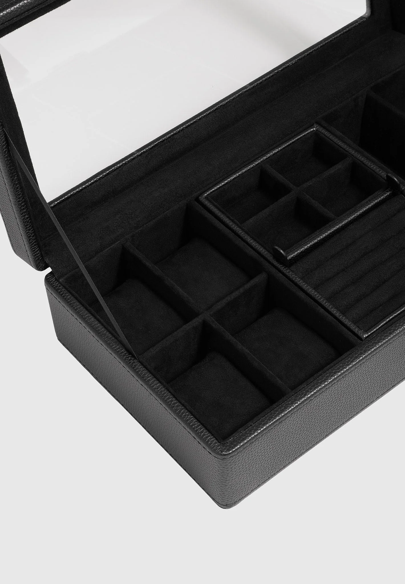 Leather Watch and Jewellery Box - Black - Image 2