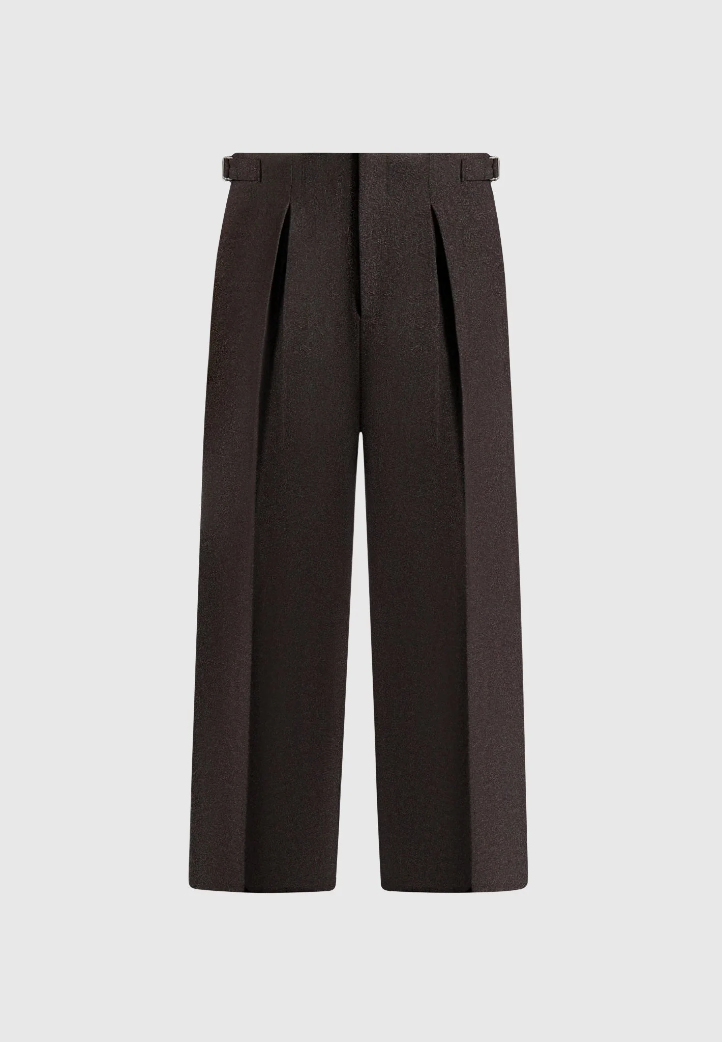 Lior - Box Pleat Hatched Wide Leg Trousers - Dark Brown - Image 7