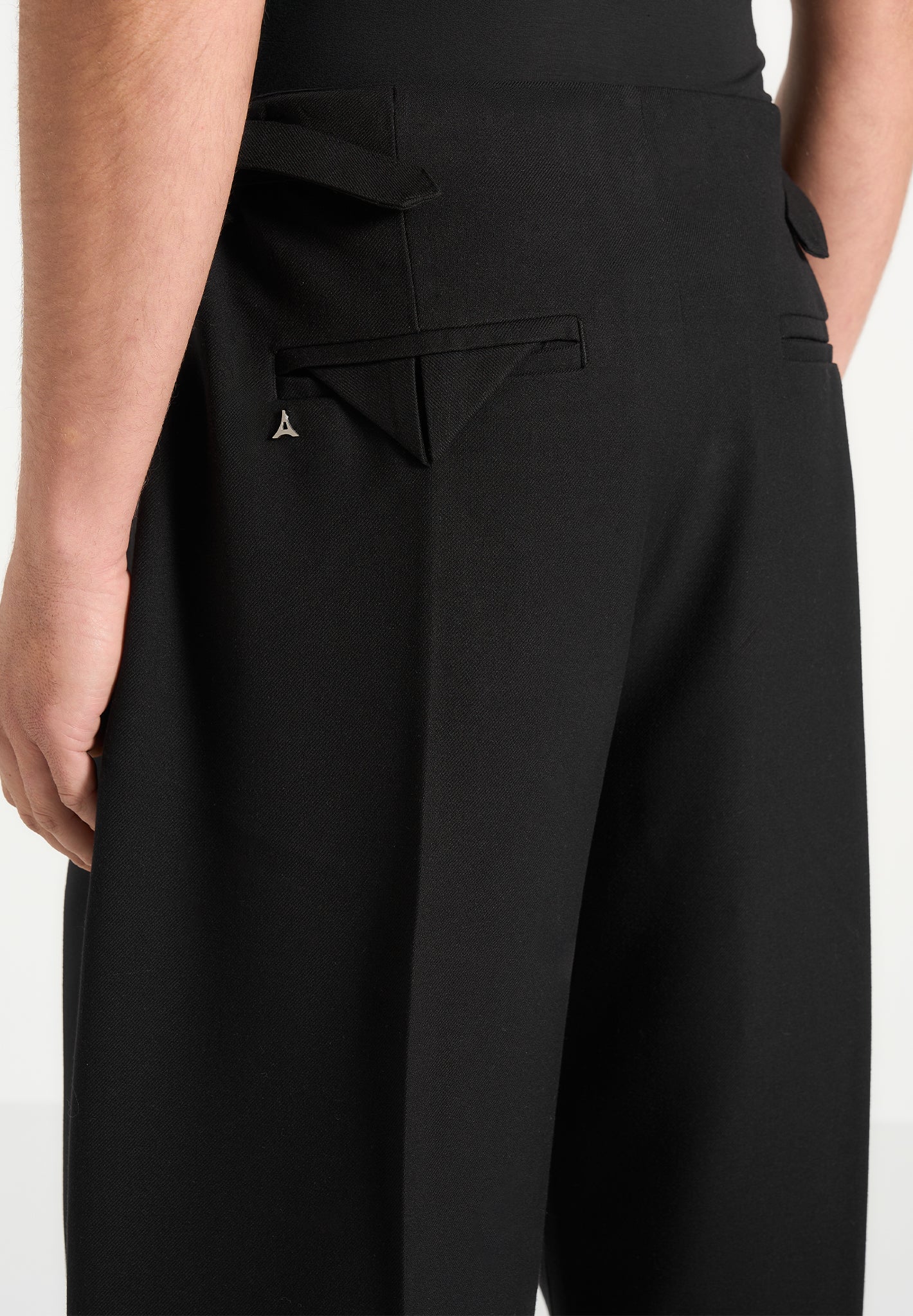 Lior - Box Pleat Wide Leg Trousers - Black - Image 6