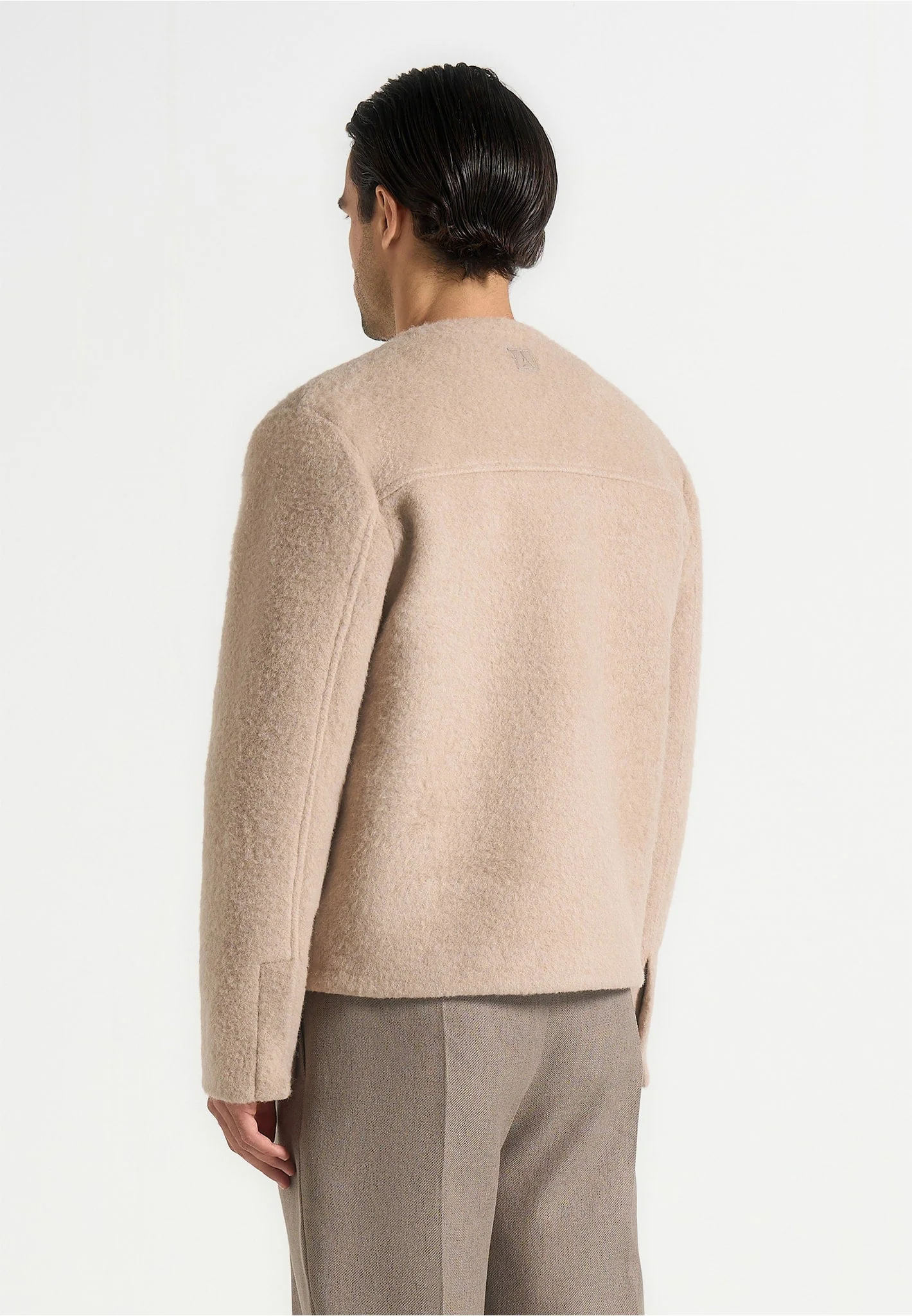 Loris - Kimono Minimal Wool Jacket - Beige - Image 5