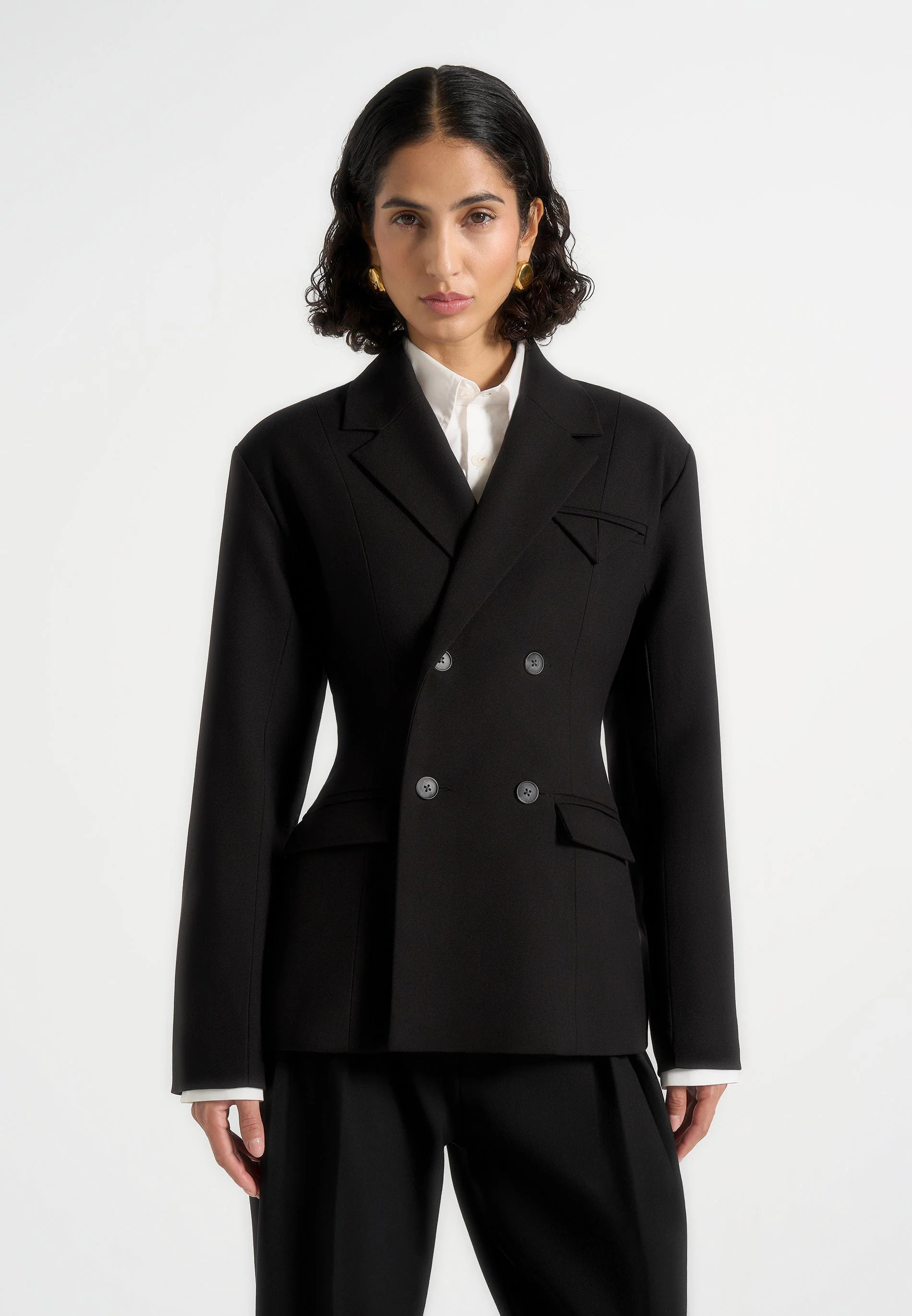 Maia - Double Breasted Blazer - Black