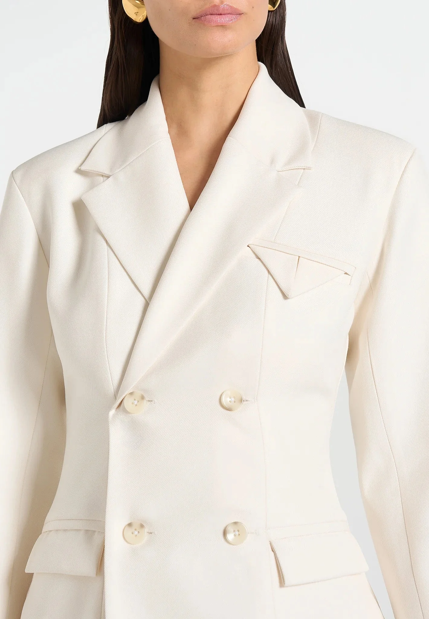 Maia - Double Breasted Blazer - Off White - Image 2