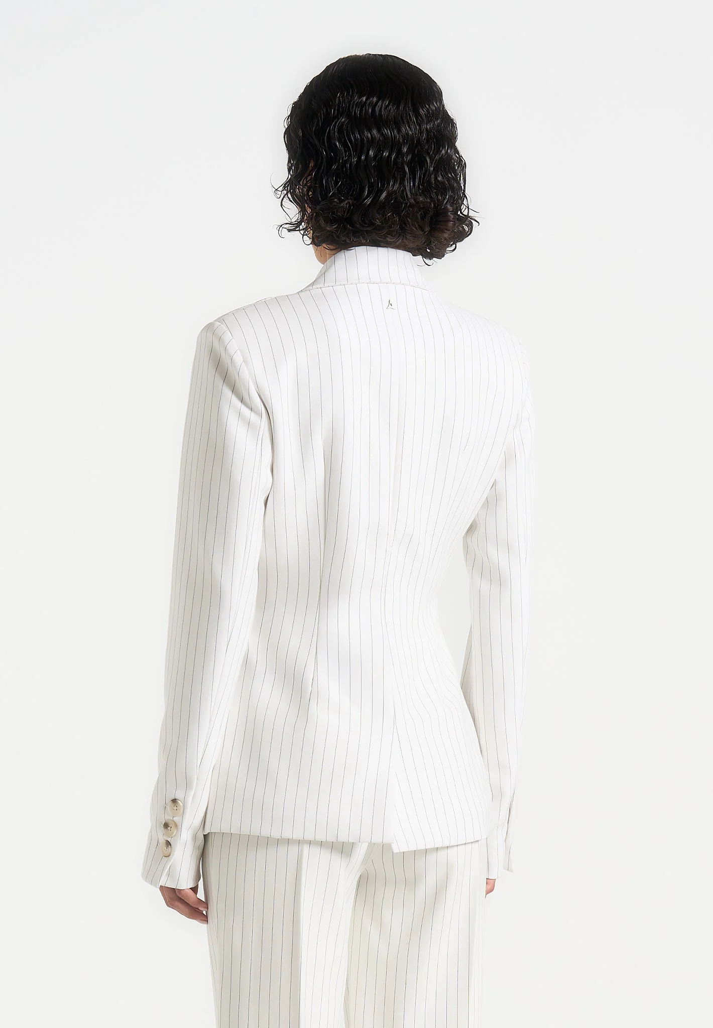 Maia - Pinstripe Double Breasted Blazer - White - Image 4