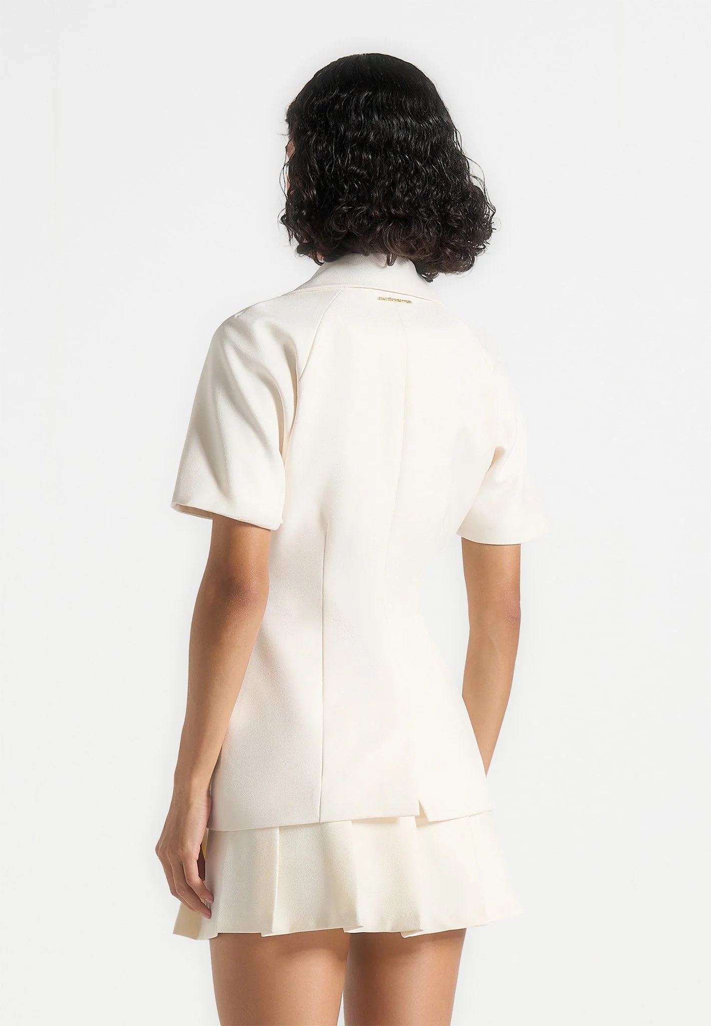 Malika - Double Breasted Short Sleeve Blazer - Off White - Image 5