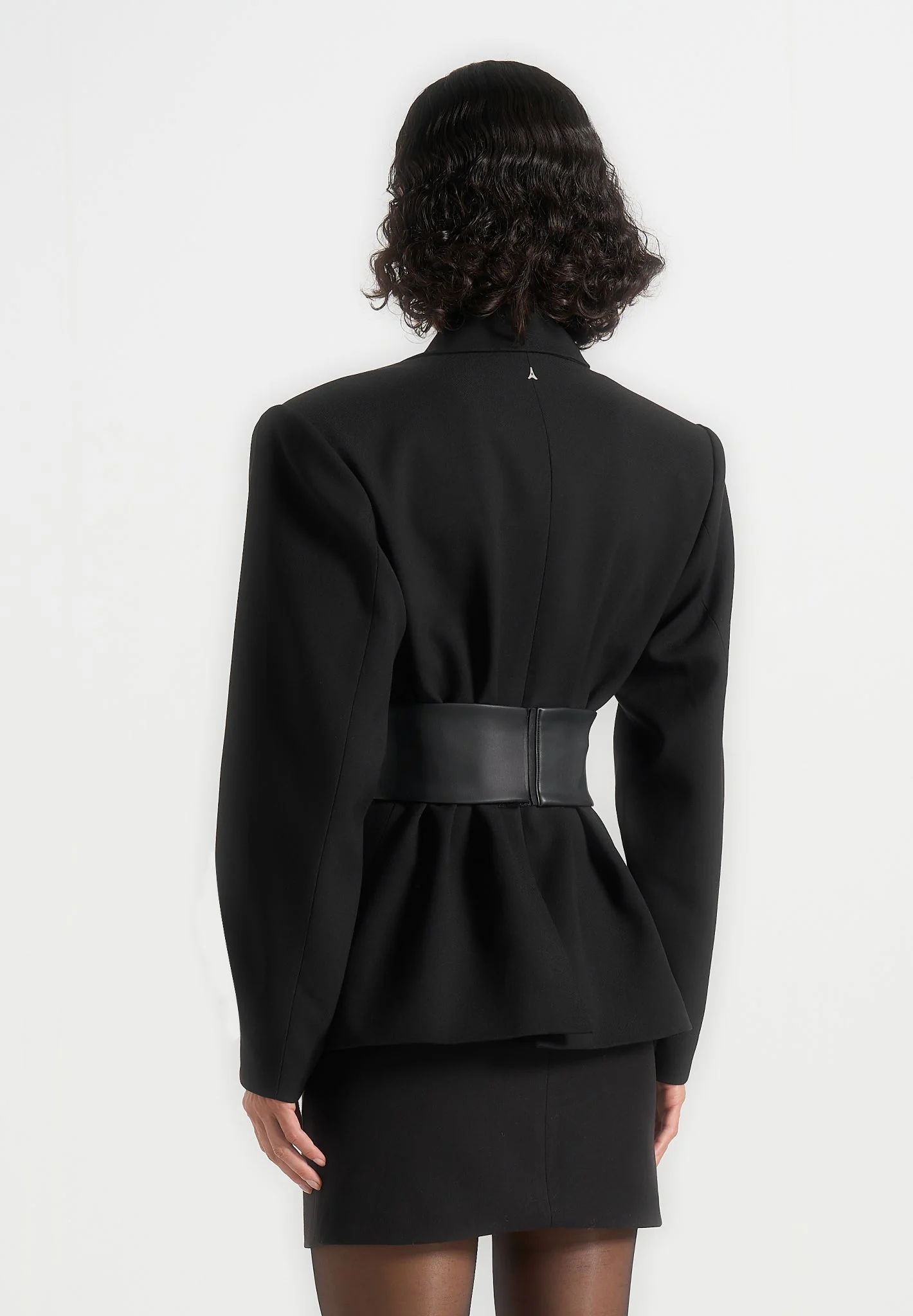 Marie - Twist Sleeve Blazer with Belt - Black - Image 6
