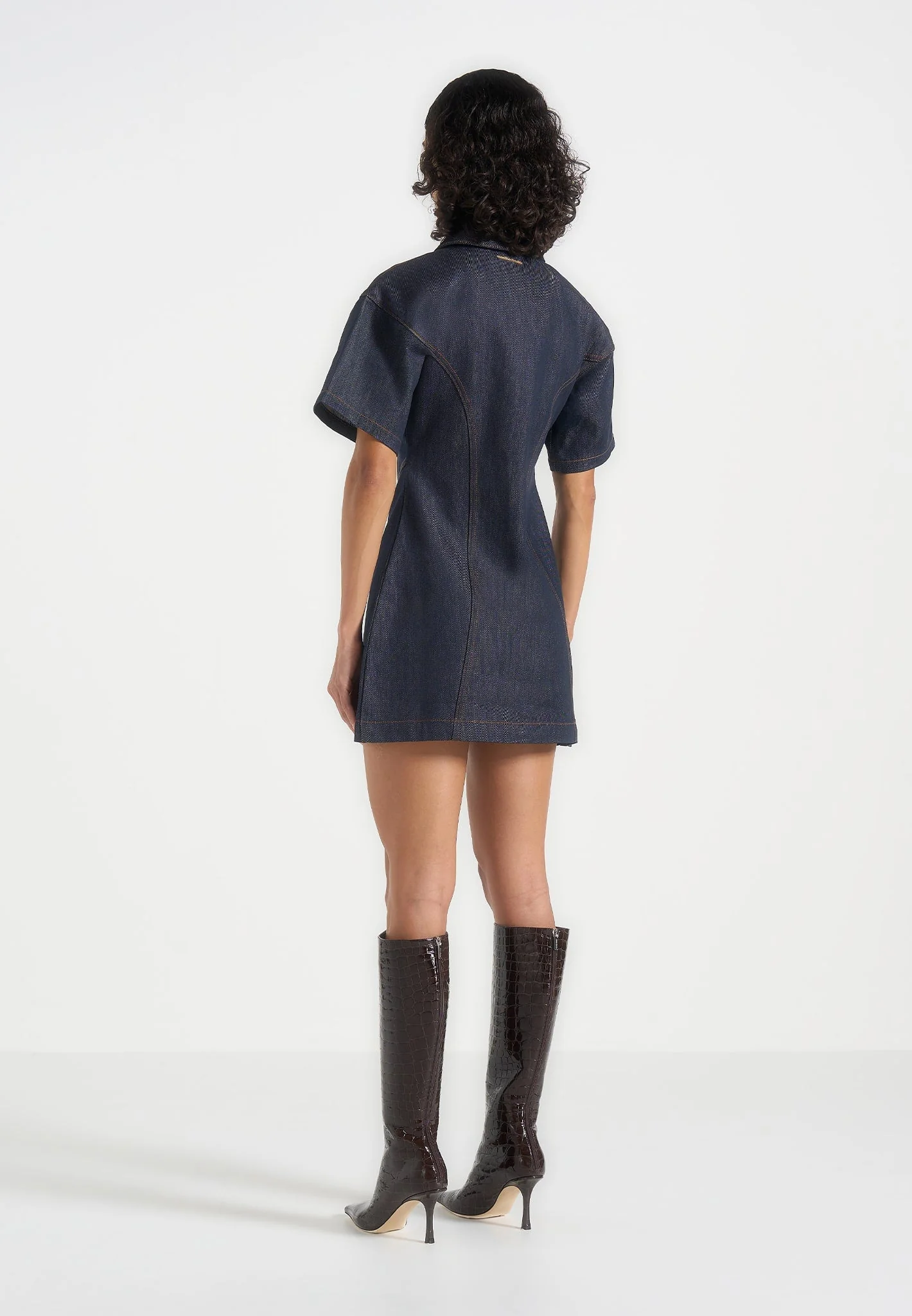 Mathilde - Denim Corset Contrast Stitch Dress - Indigo - Image 4