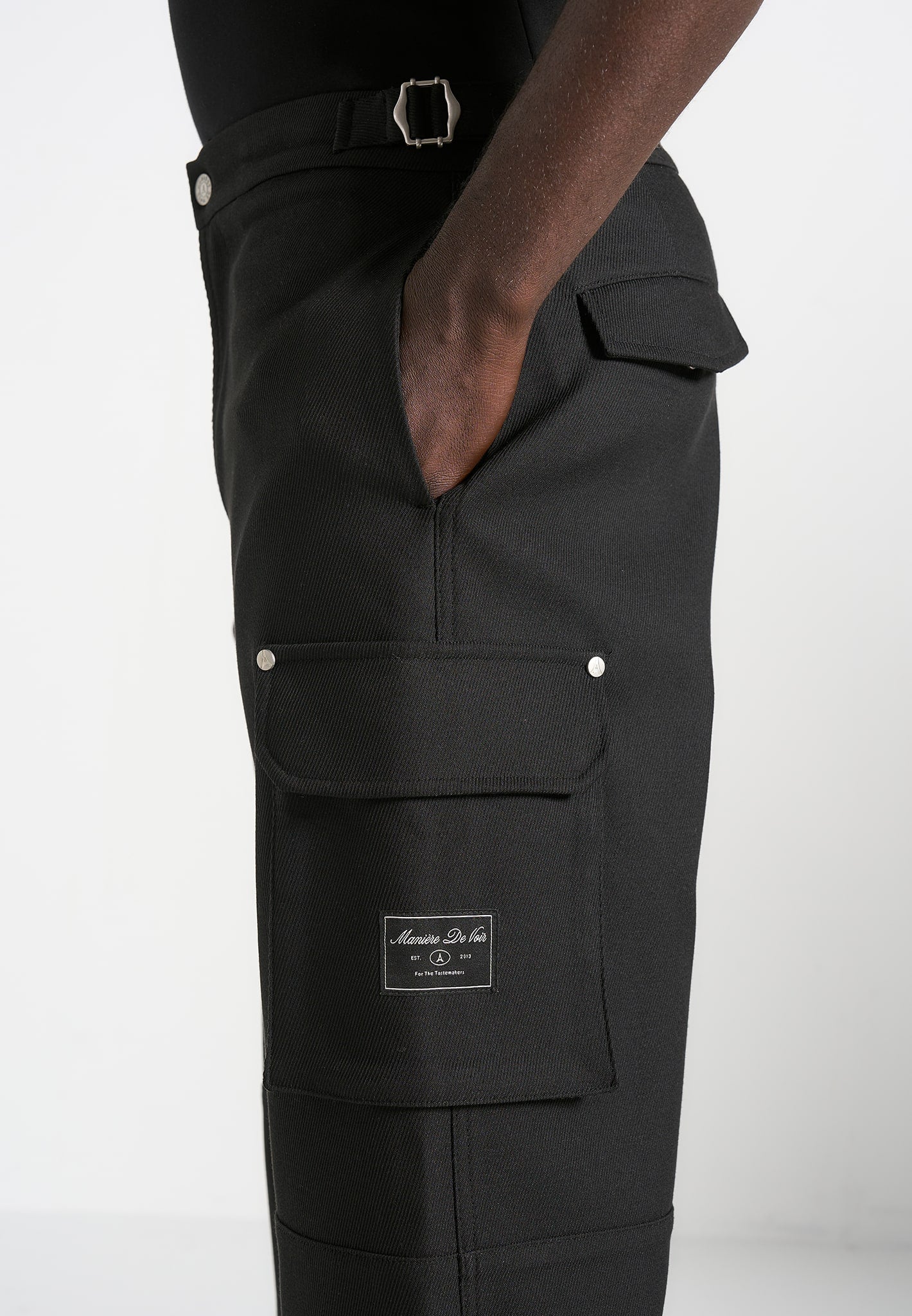 Mathis - Twill Signature Wide Leg Cargo Trousers - Black - Image 2