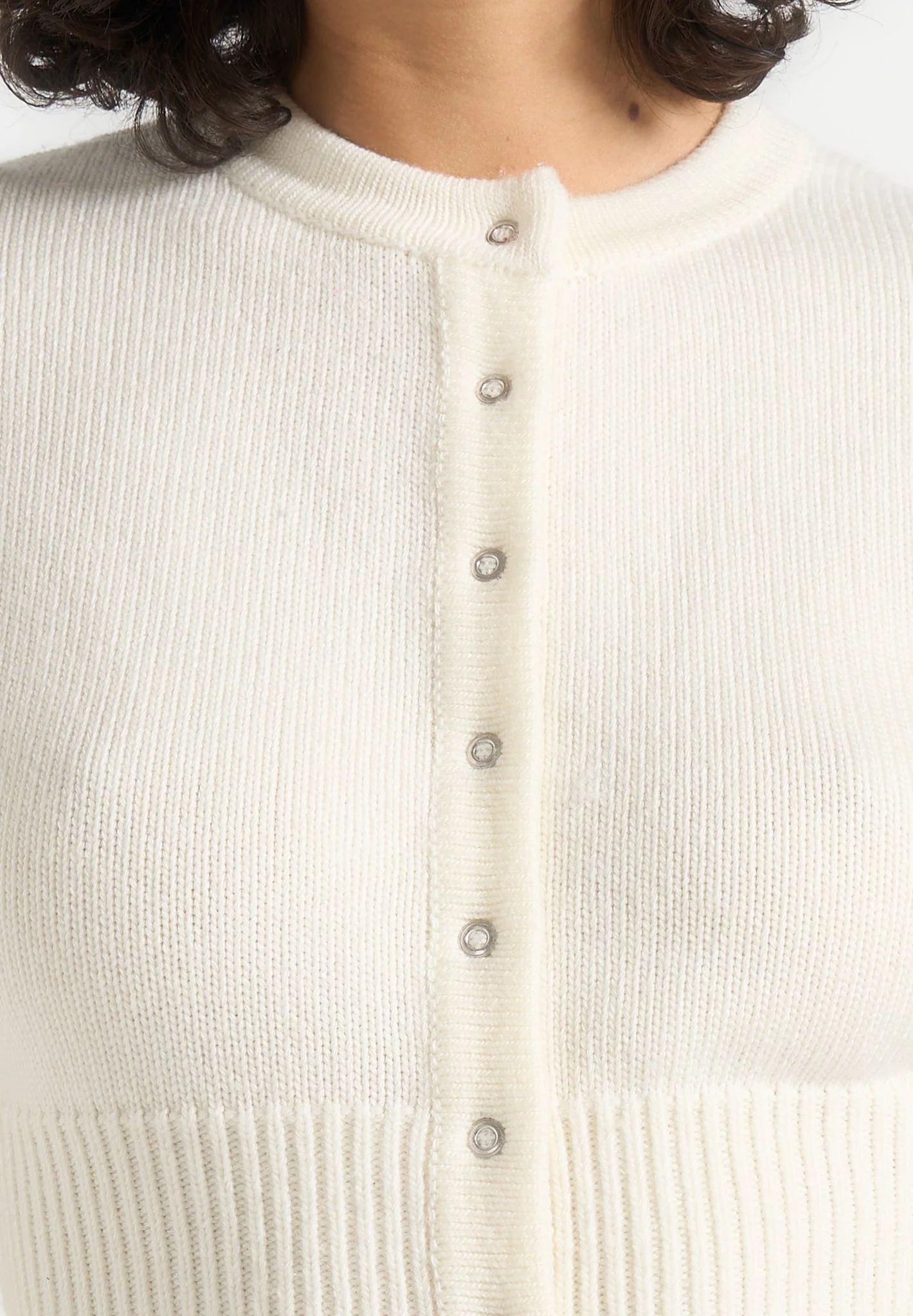 Mayla - Knitted Cinch Waist Cardigan - Cream - Image 3