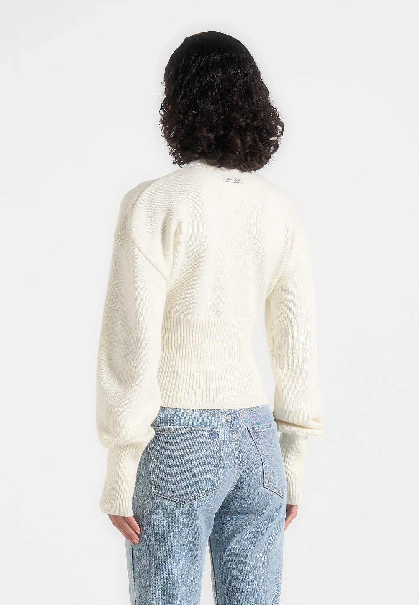 Mayla - Knitted Cinch Waist Cardigan - Cream - Image 4