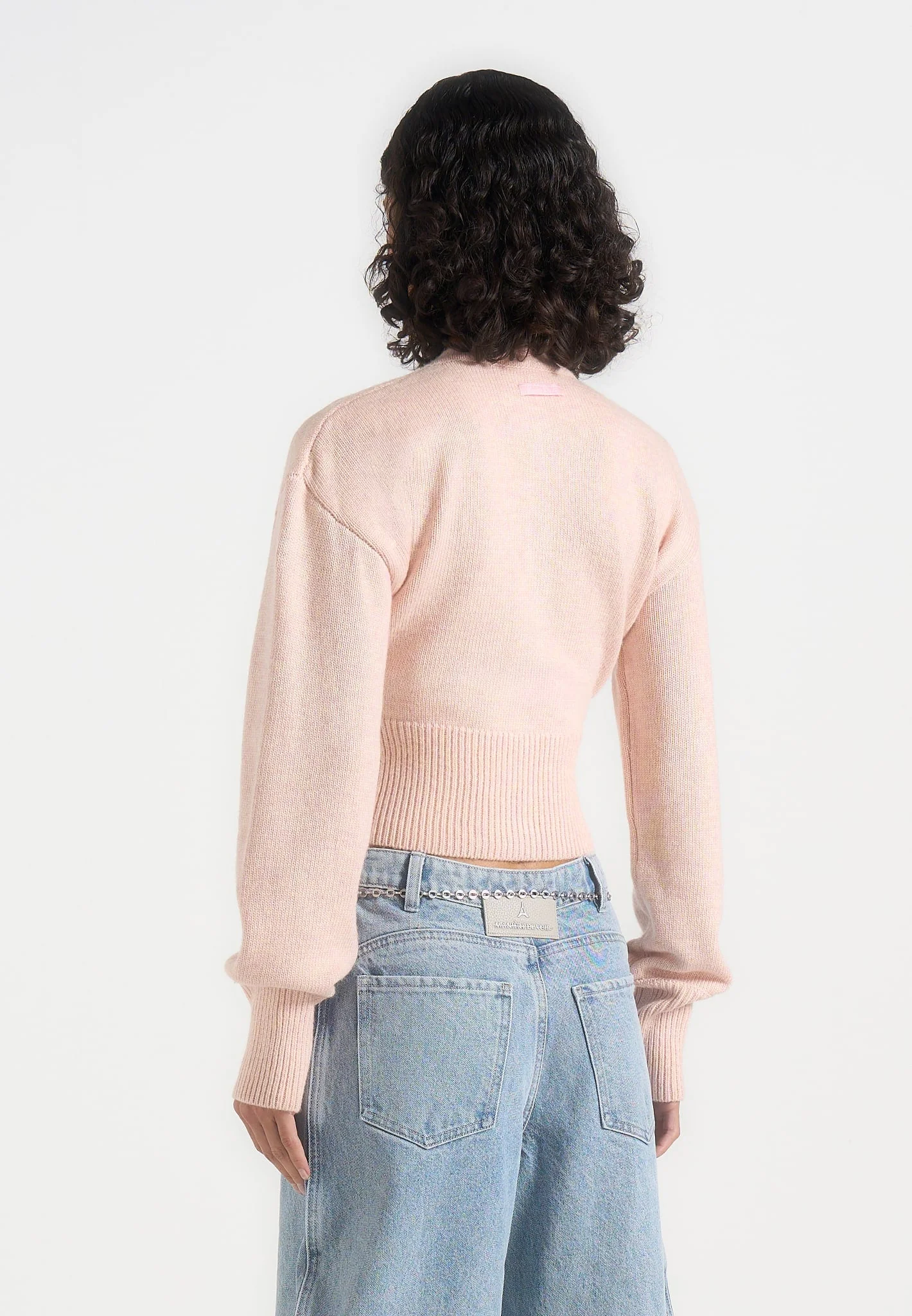 Mayla - Knitted Cinch Waist Cardigan - Pale Pink - Image 3