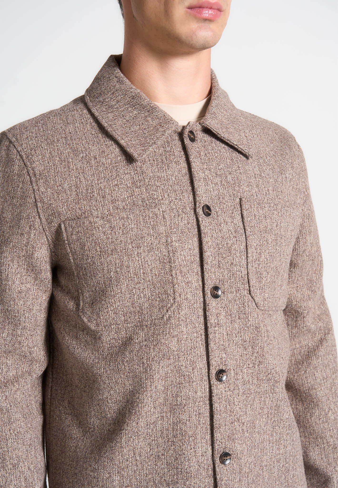 Melange Overshirt - Taupe - Image 3