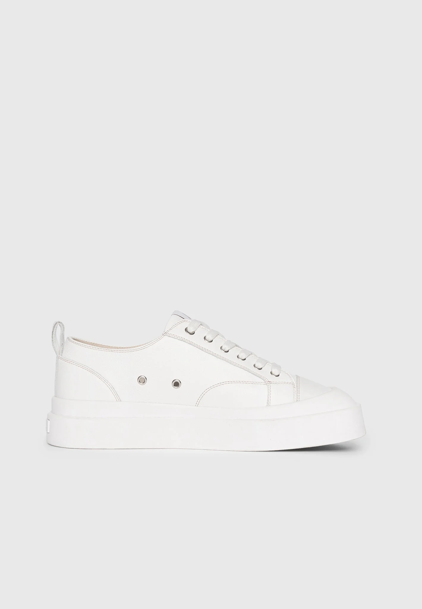 Men's Vienna - Leather Contrast Stitch Sneakers - White - Image 3