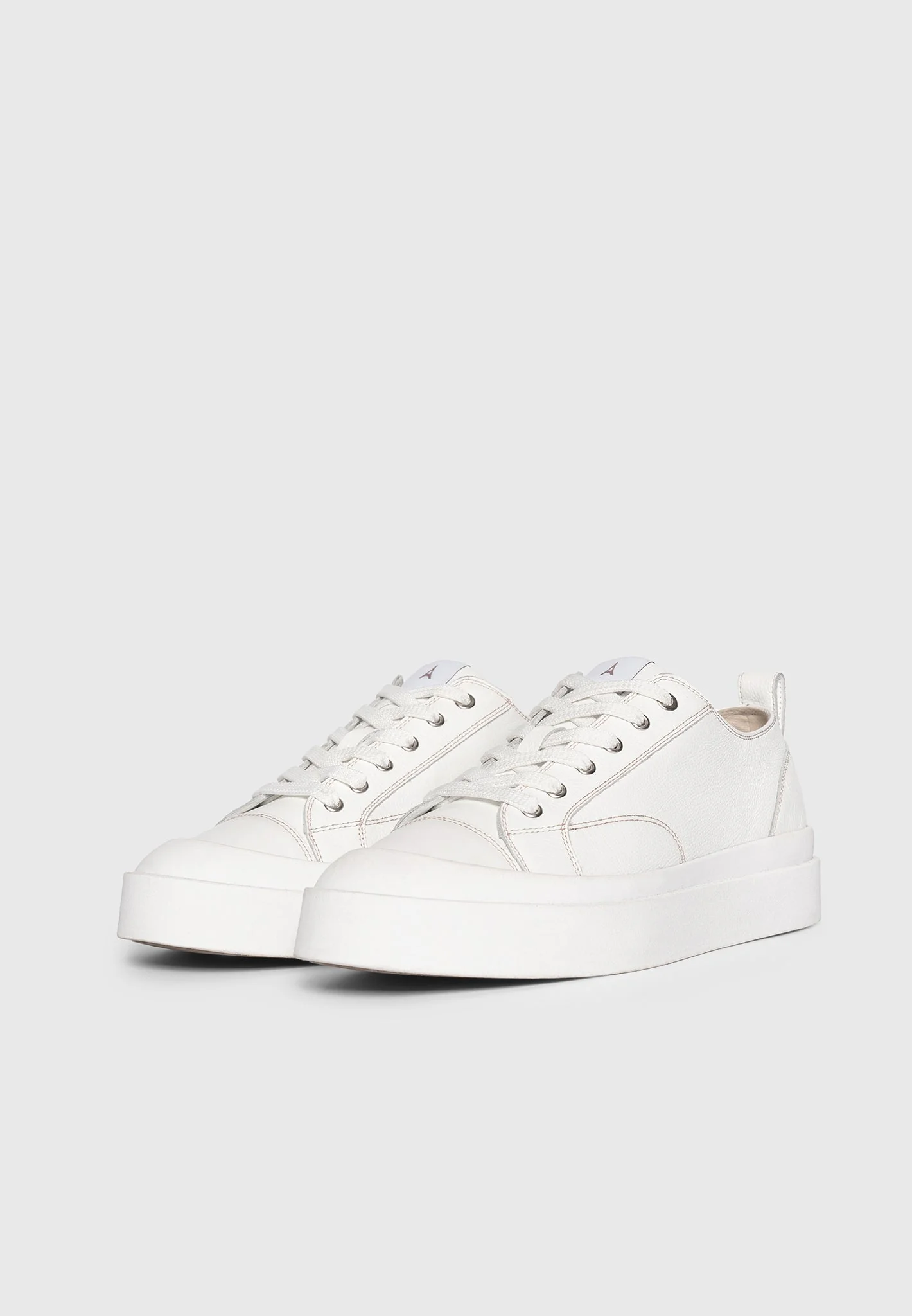 Men's Vienna - Leather Contrast Stitch Sneakers - White - Image 6