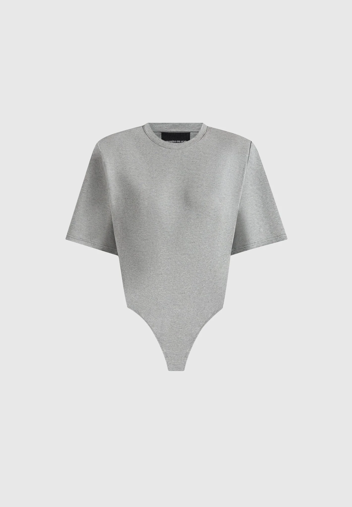 Mia - Wide Shoulder Bodysuit T-Shirt - Grey - Image 5