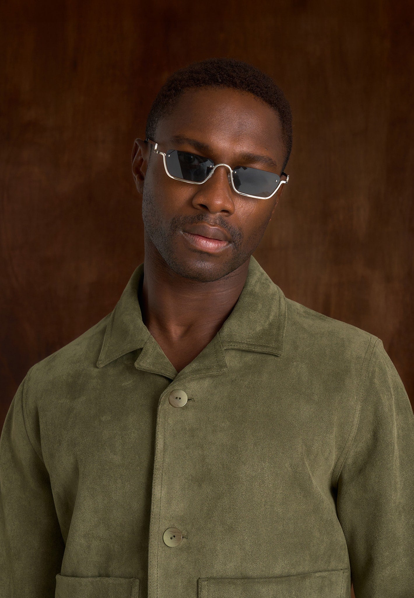 Michel - Suede Jacket With Revere Collar - Olive - Image 7