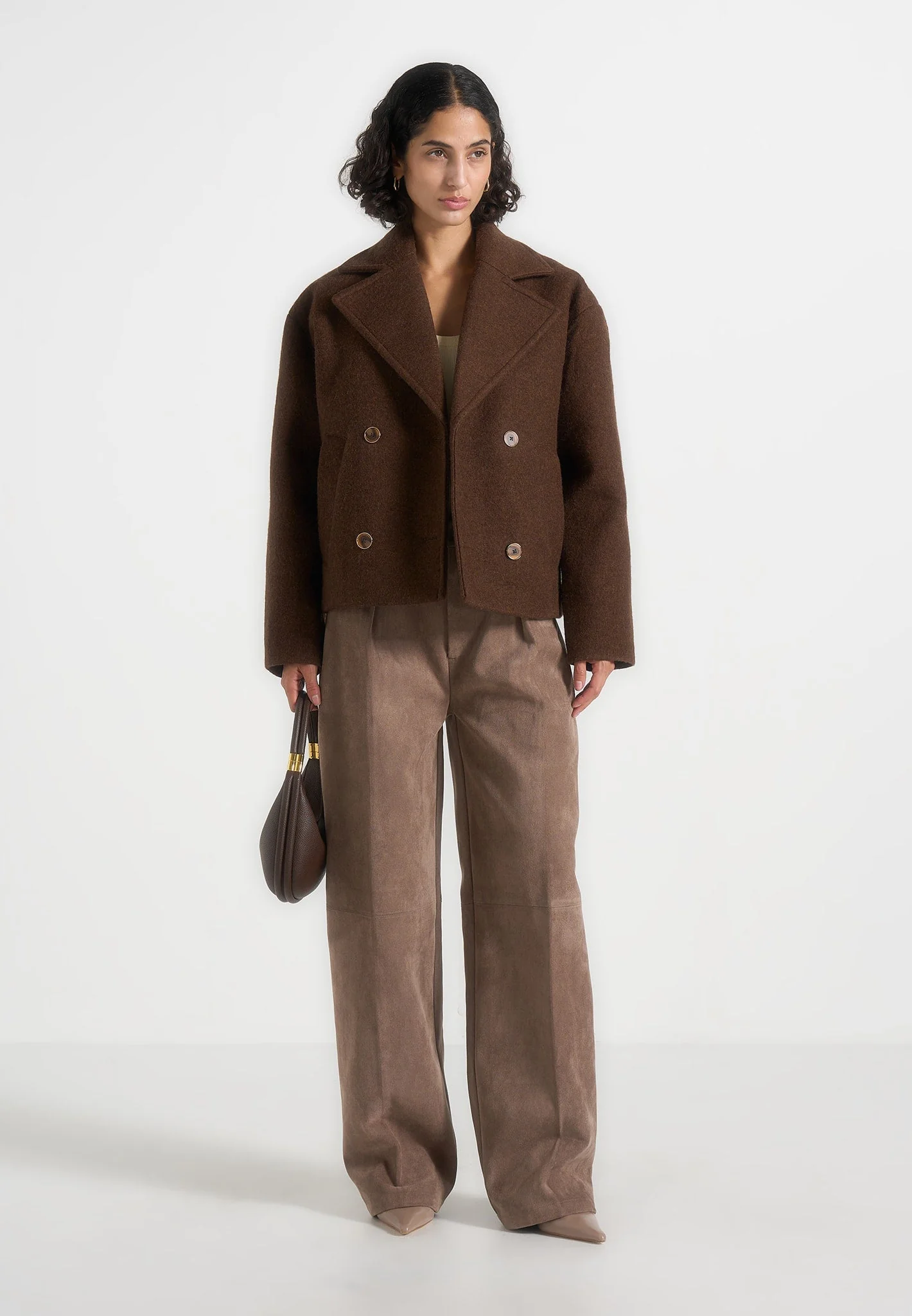 Mika - Unisex Double Breasted Jacket - Brown