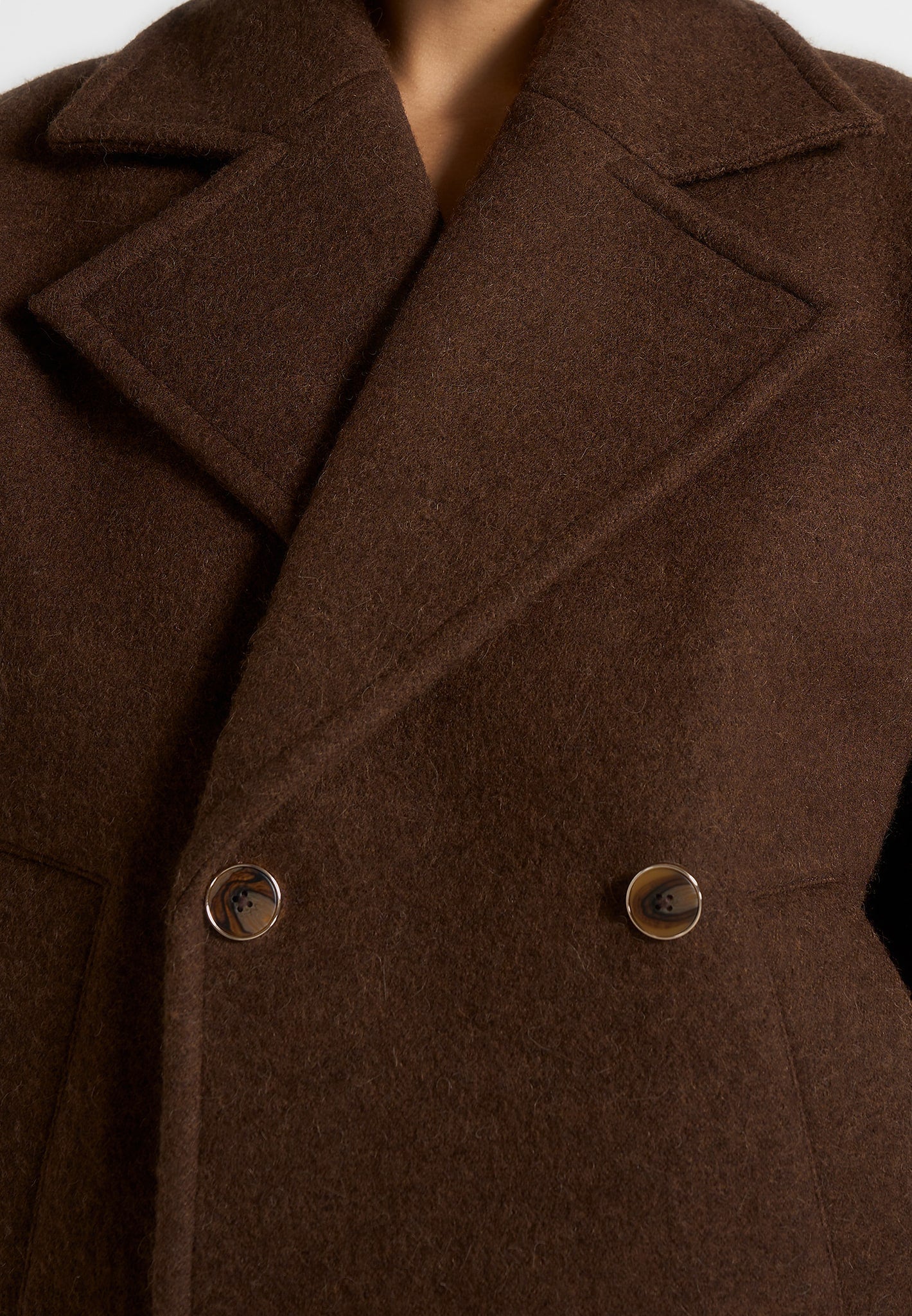 Mika - Unisex Double Breasted Jacket - Brown - Image 3