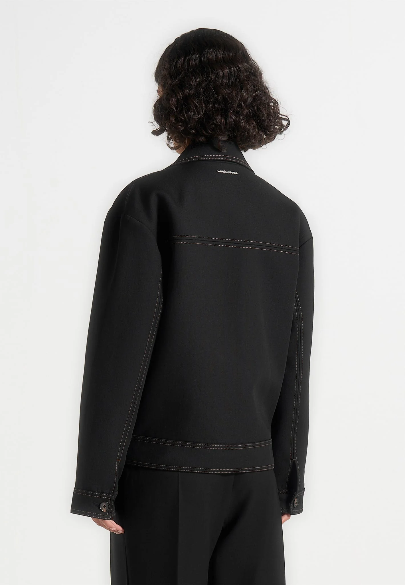 Mika - Unisex Tailored Double Breasted Jacket With Contrast Stitch - Black - Image 7