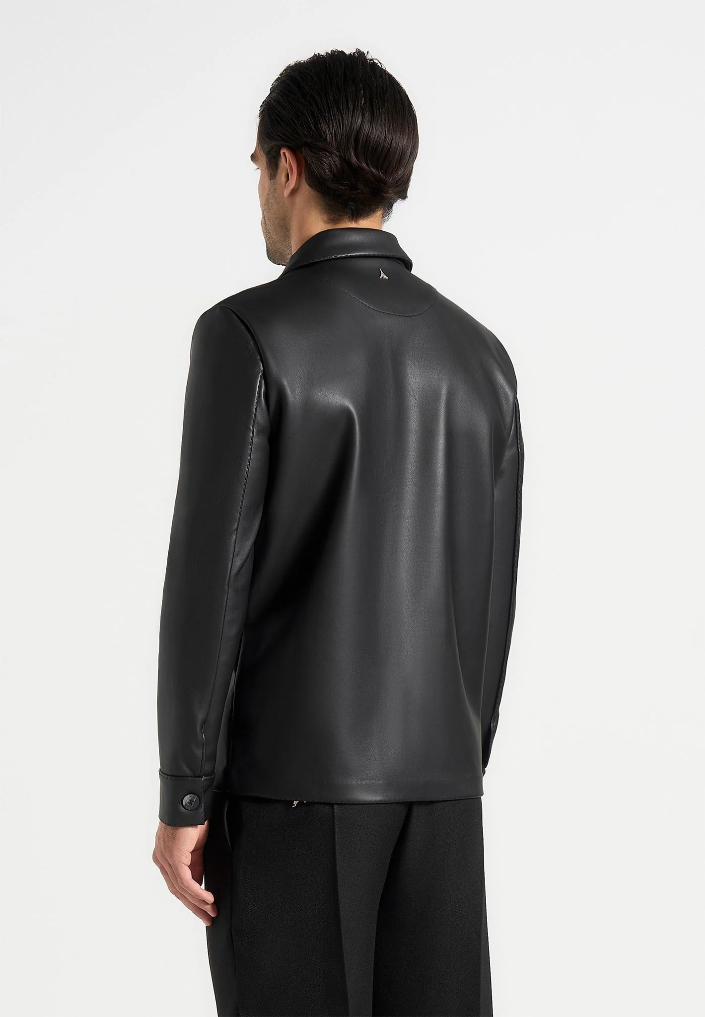 Minimal Leather Shirt - Black - Image 3