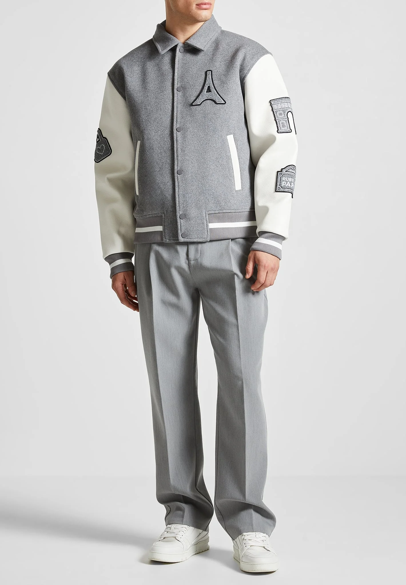 Mona Lisa-  Wool Blend Varsity Jacket - Grey - Image 5
