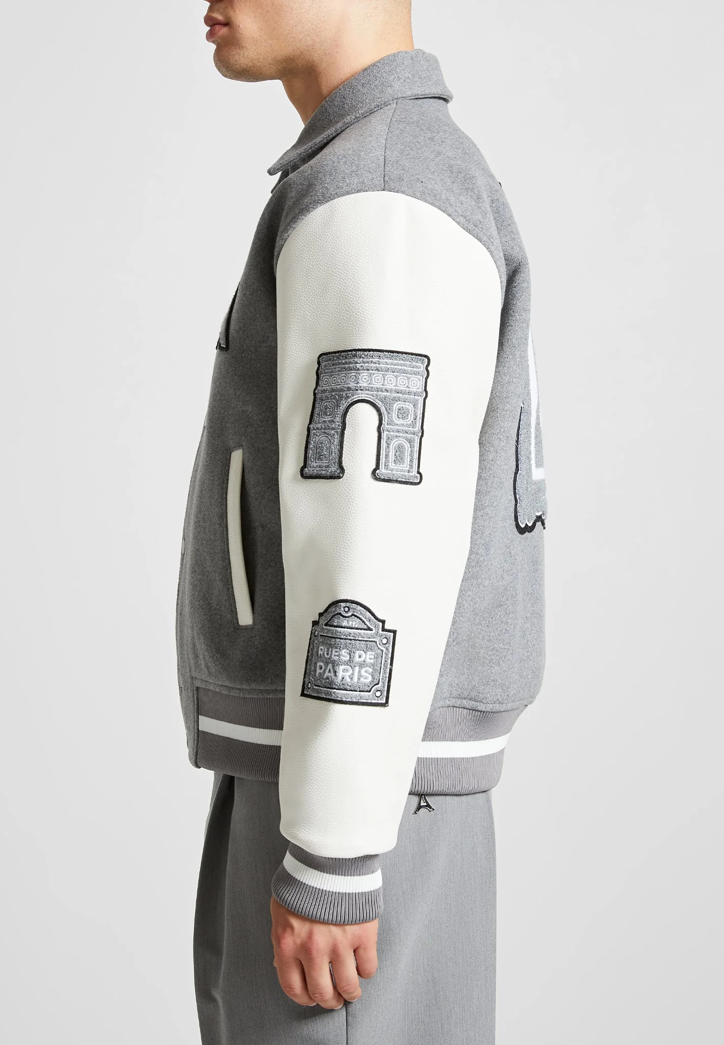 Mona Lisa-  Wool Blend Varsity Jacket - Grey - Image 7