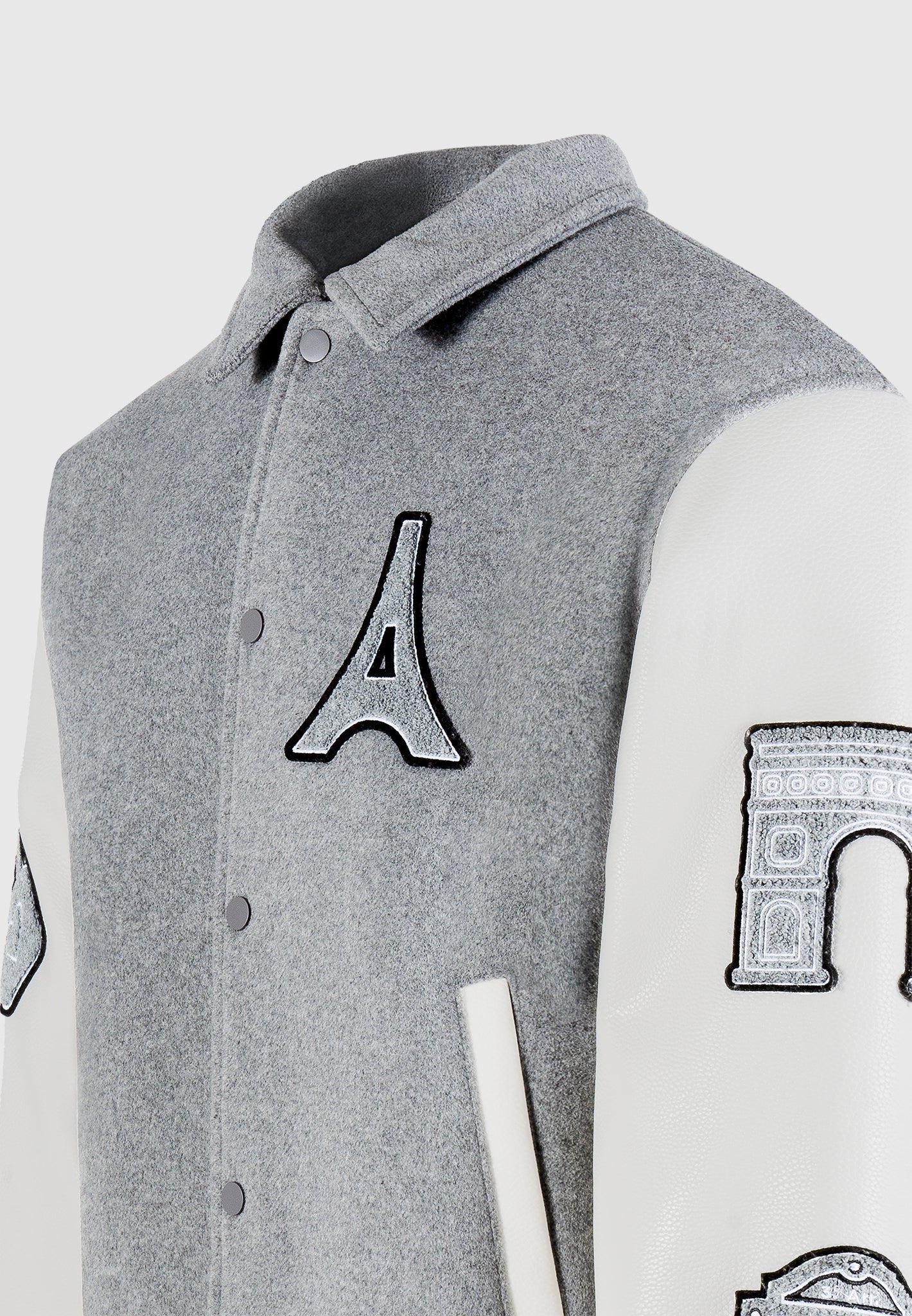 Mona Lisa-  Wool Blend Varsity Jacket - Grey - Image 8
