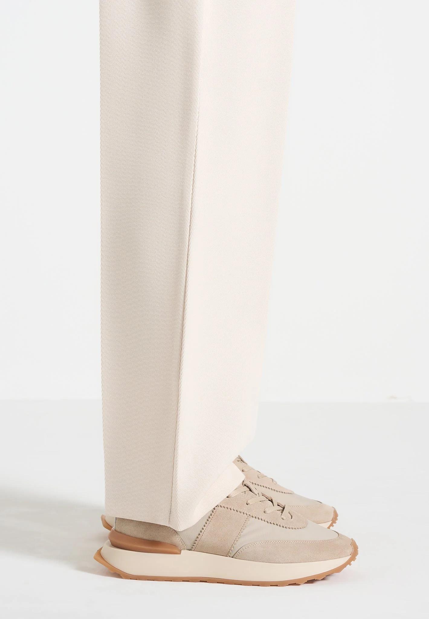 Monaco - Suede and Nylon Runner - Cream - Image 3